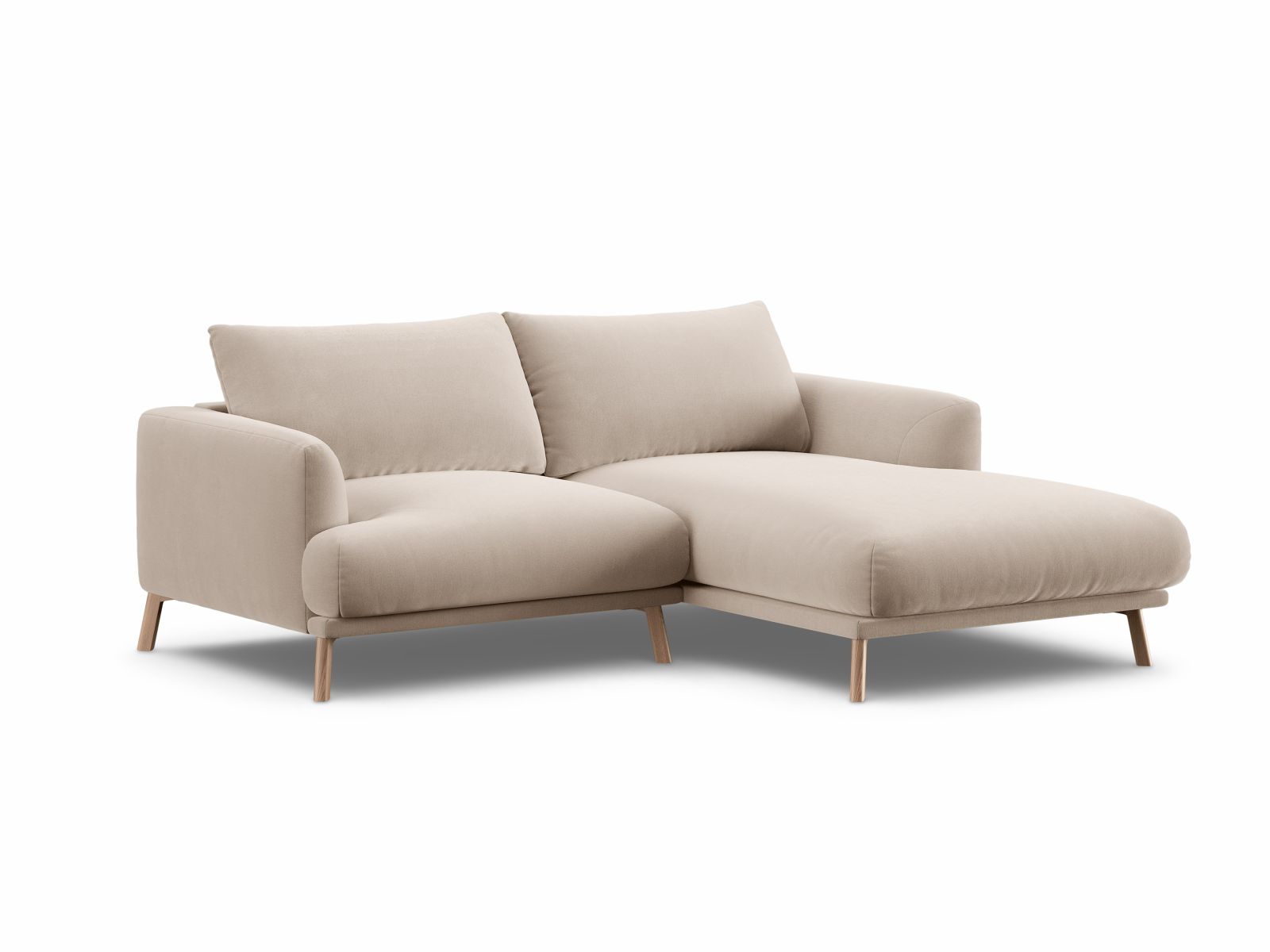 Velvet Right Corner Sofa, "Naomi", 3 Seats, 200x170x75