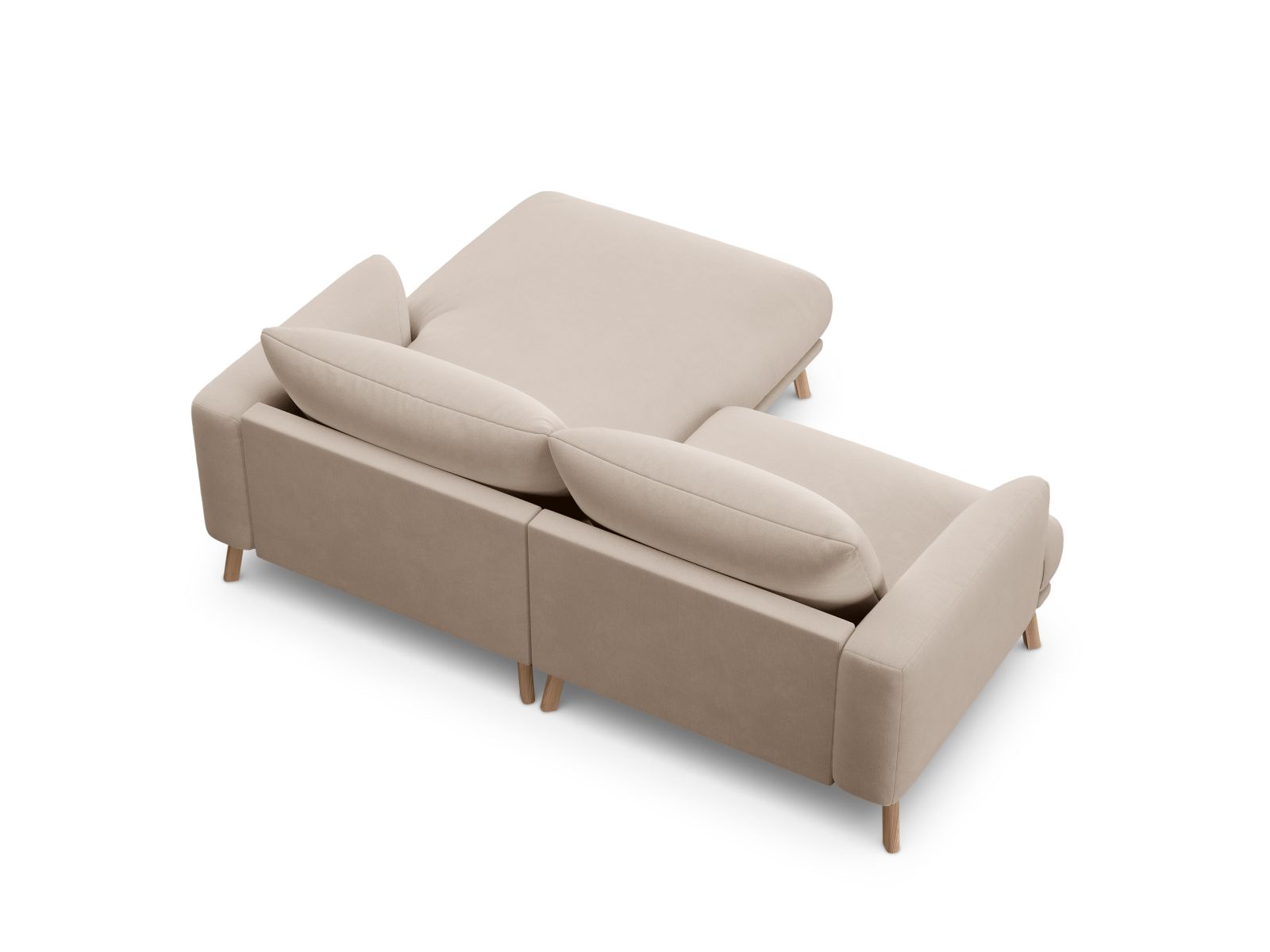 Velvet Right Corner Sofa, "Naomi", 3 Seats, 200x170x75