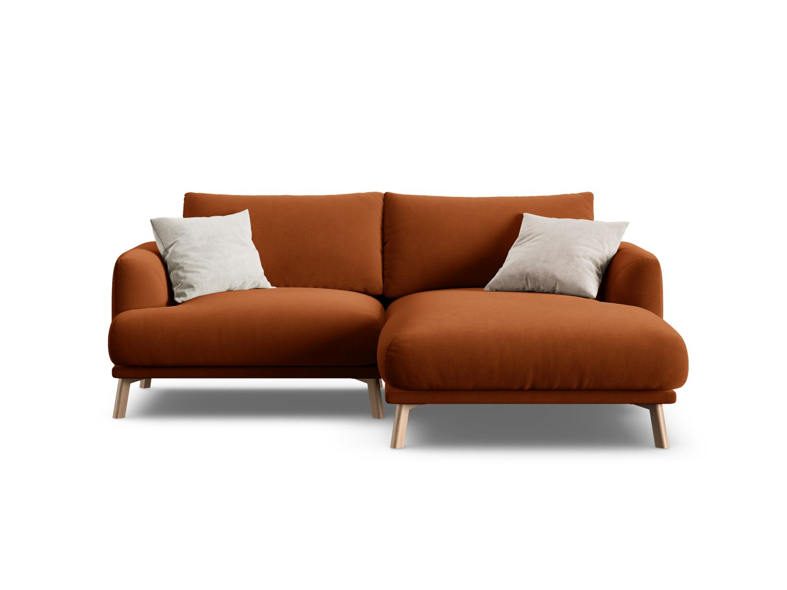 Velvet Right Corner Sofa, "Naomi", 3 Seats, 200x170x75