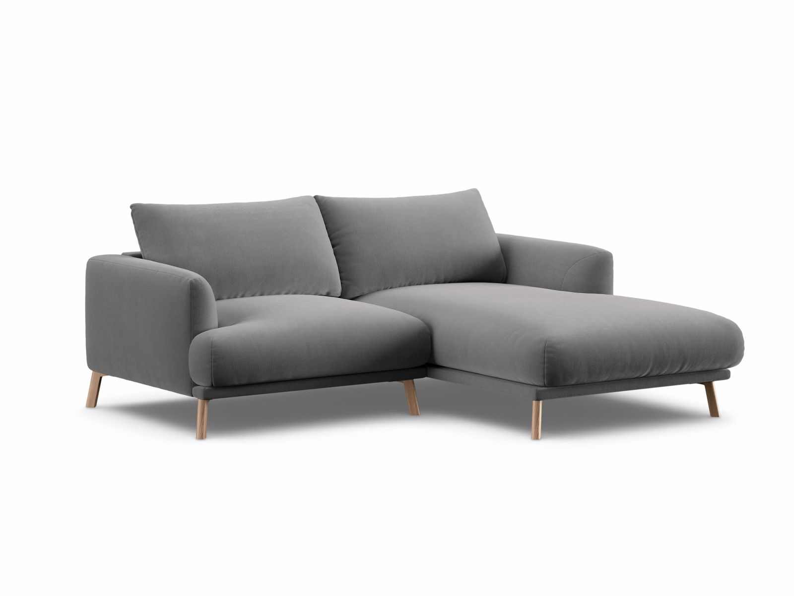 Velvet Right Corner Sofa, "Naomi", 3 Seats, 200x170x75