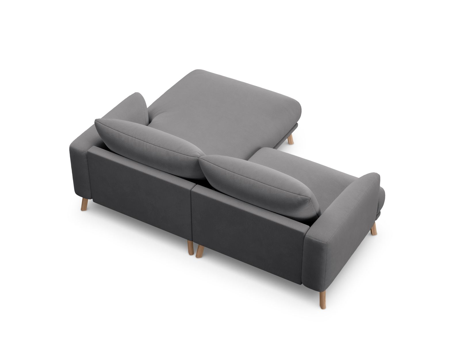 Velvet Right Corner Sofa, "Naomi", 3 Seats, 200x170x75