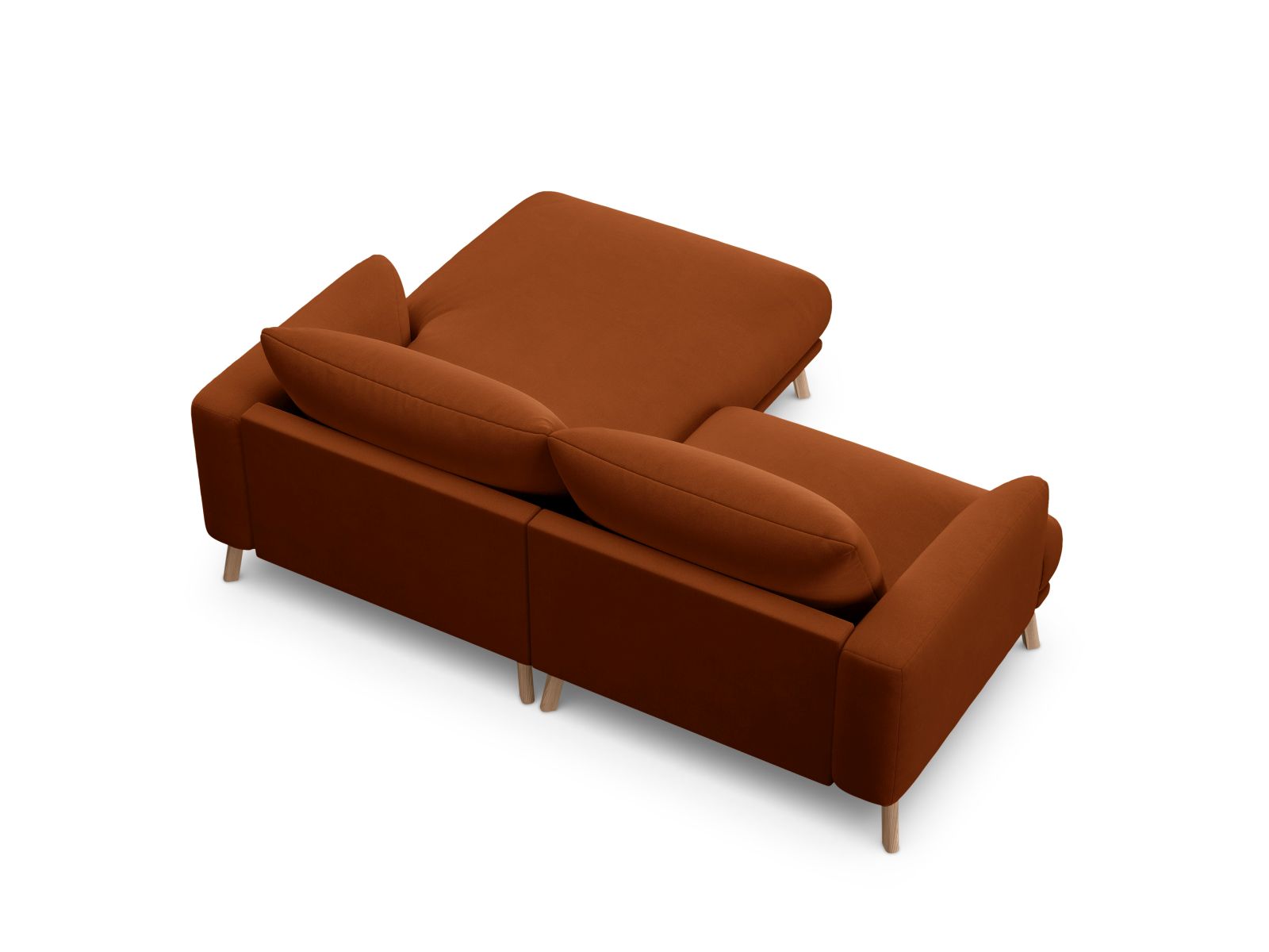 Velvet Right Corner Sofa, "Naomi", 3 Seats, 200x170x75