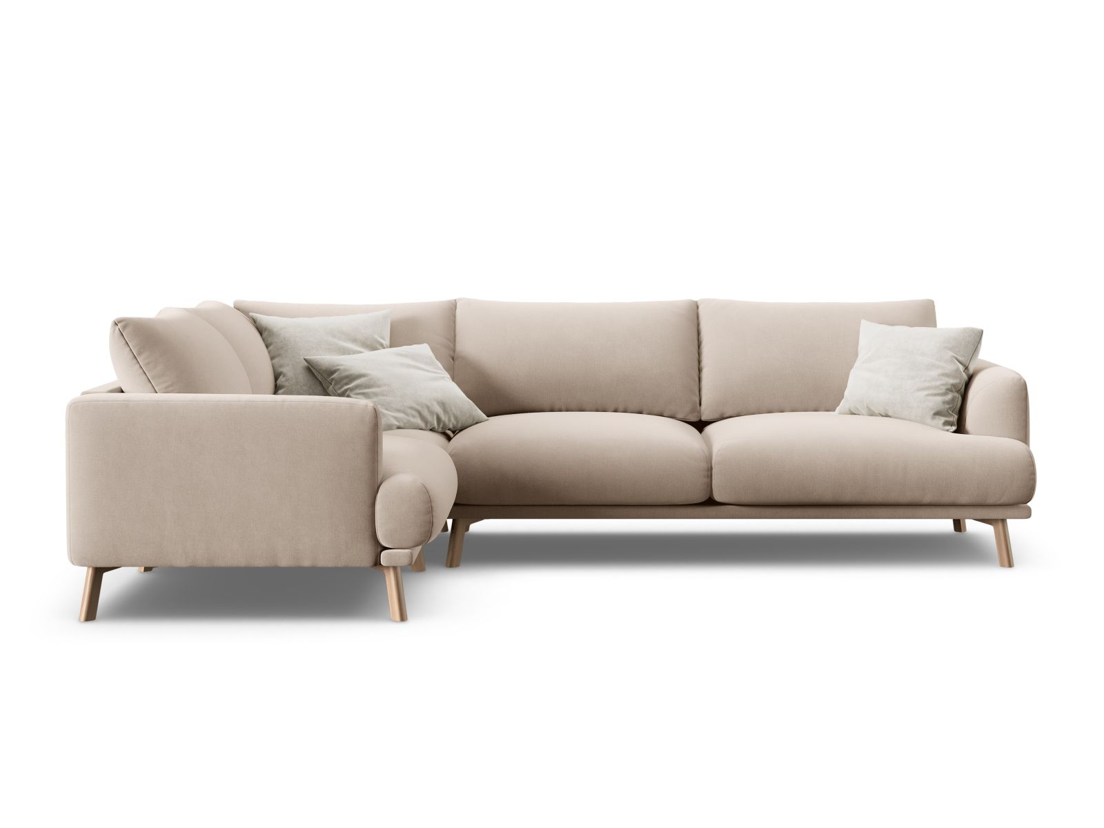 Velvet Left Corner Sofa, "Naomi", 4 Seats, 280x195x75