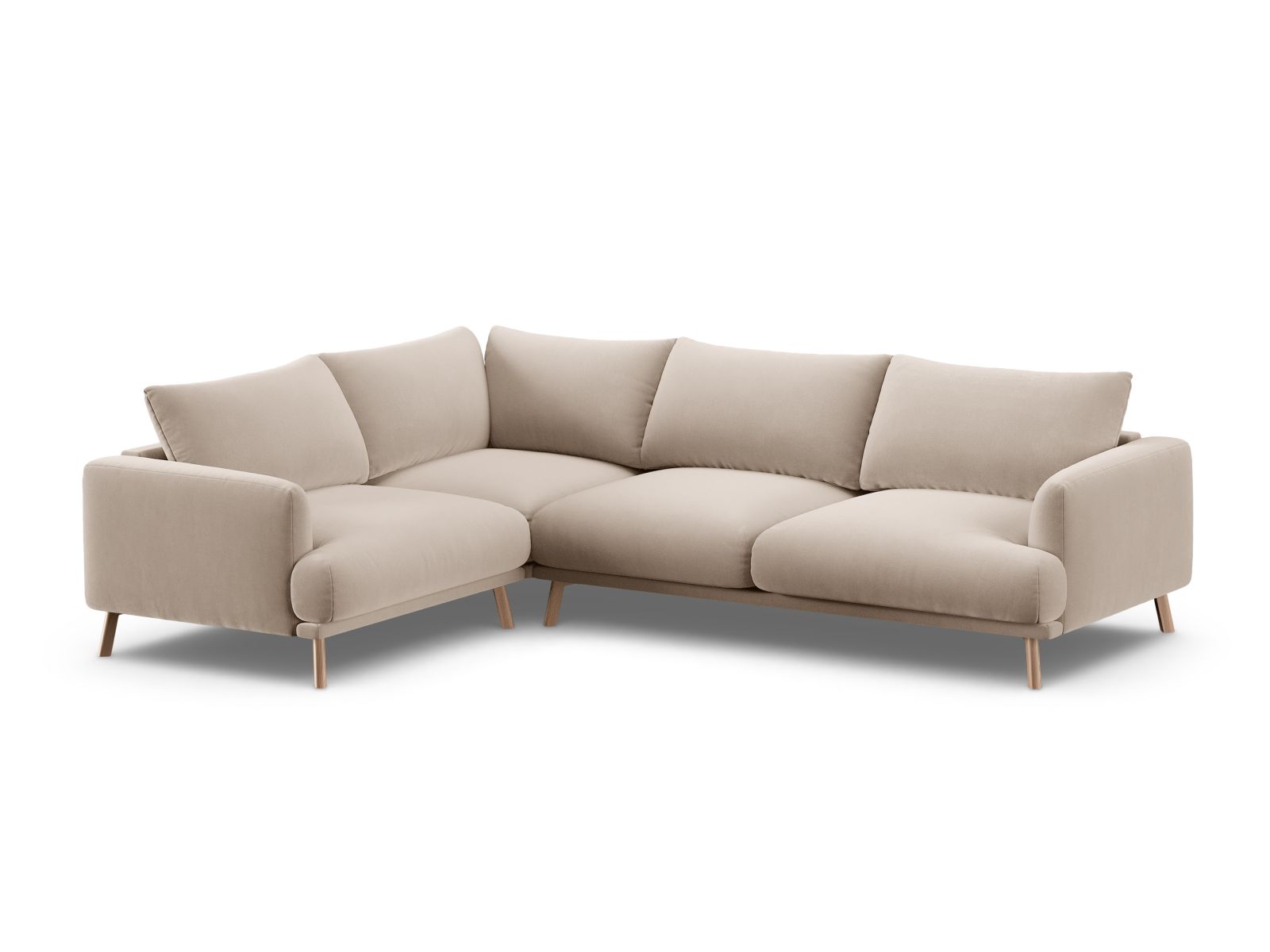Velvet Left Corner Sofa, "Naomi", 4 Seats, 280x195x75