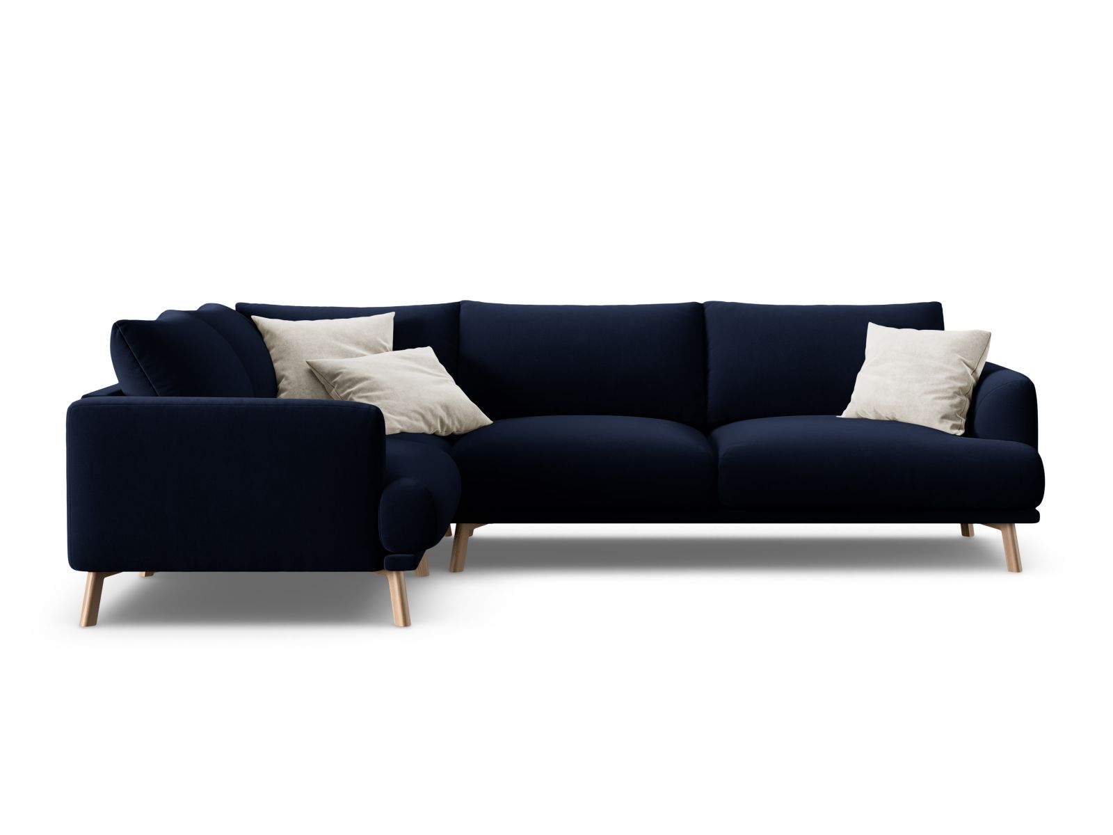 Velvet Left Corner Sofa, "Naomi", 4 Seats, 280x195x75