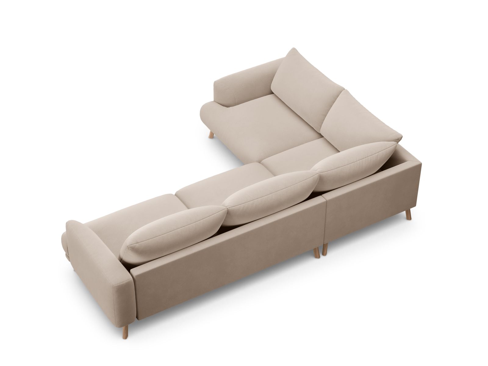 Velvet Left Corner Sofa, "Naomi", 4 Seats, 280x195x75