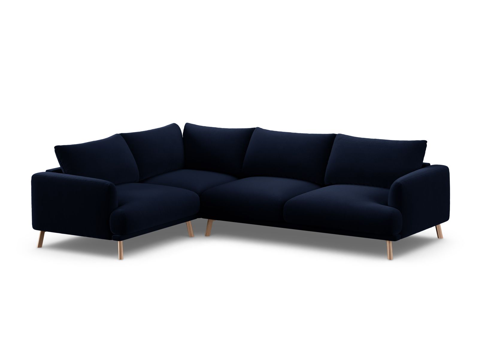 Velvet Left Corner Sofa, "Naomi", 4 Seats, 280x195x75