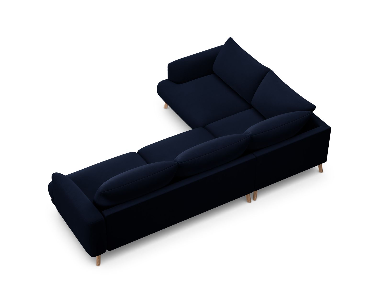 Velvet Left Corner Sofa, "Naomi", 4 Seats, 280x195x75