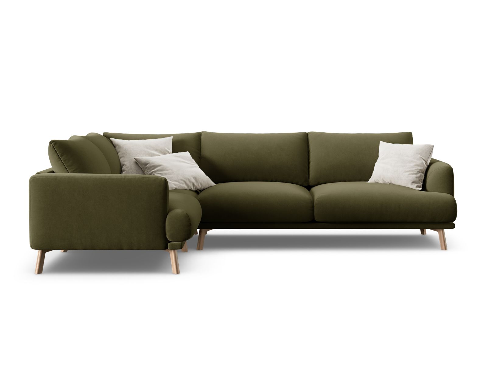 Velvet Left Corner Sofa, "Naomi", 4 Seats, 280x195x75