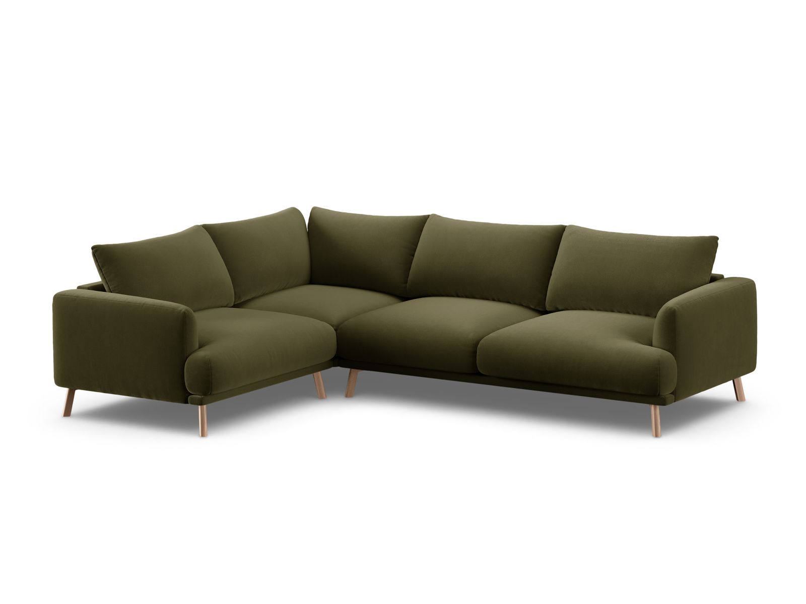 Velvet Left Corner Sofa, "Naomi", 4 Seats, 280x195x75