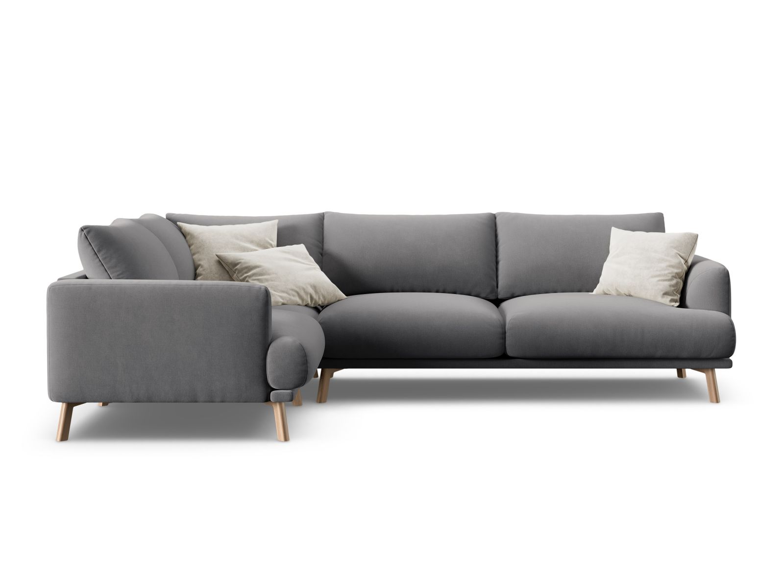 Velvet Left Corner Sofa, "Naomi", 4 Seats, 280x195x75