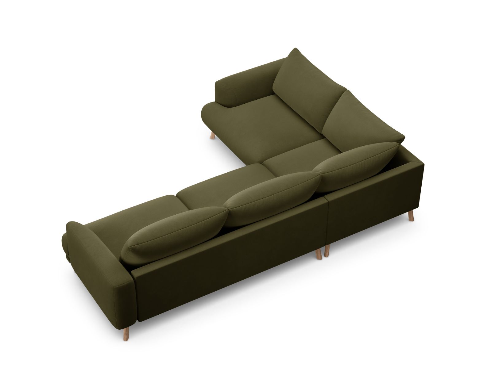Velvet Left Corner Sofa, "Naomi", 4 Seats, 280x195x75