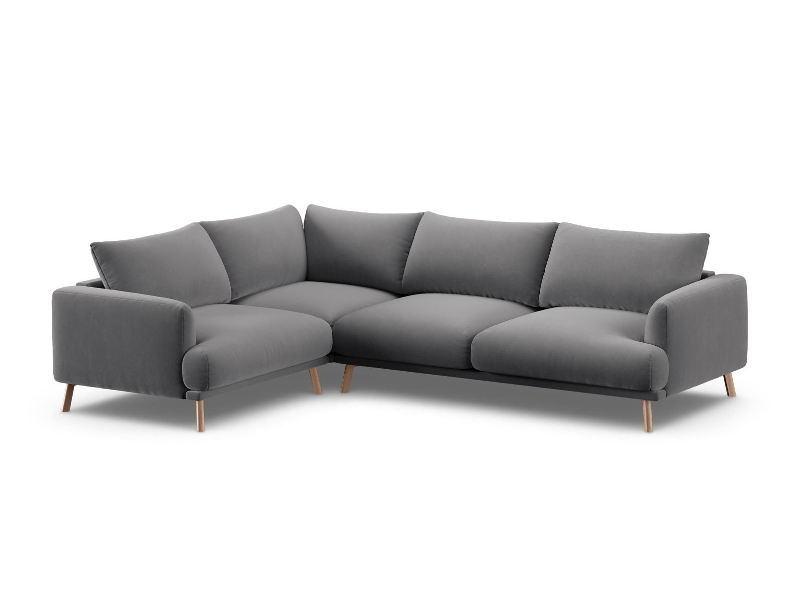 Velvet Left Corner Sofa, "Naomi", 4 Seats, 280x195x75