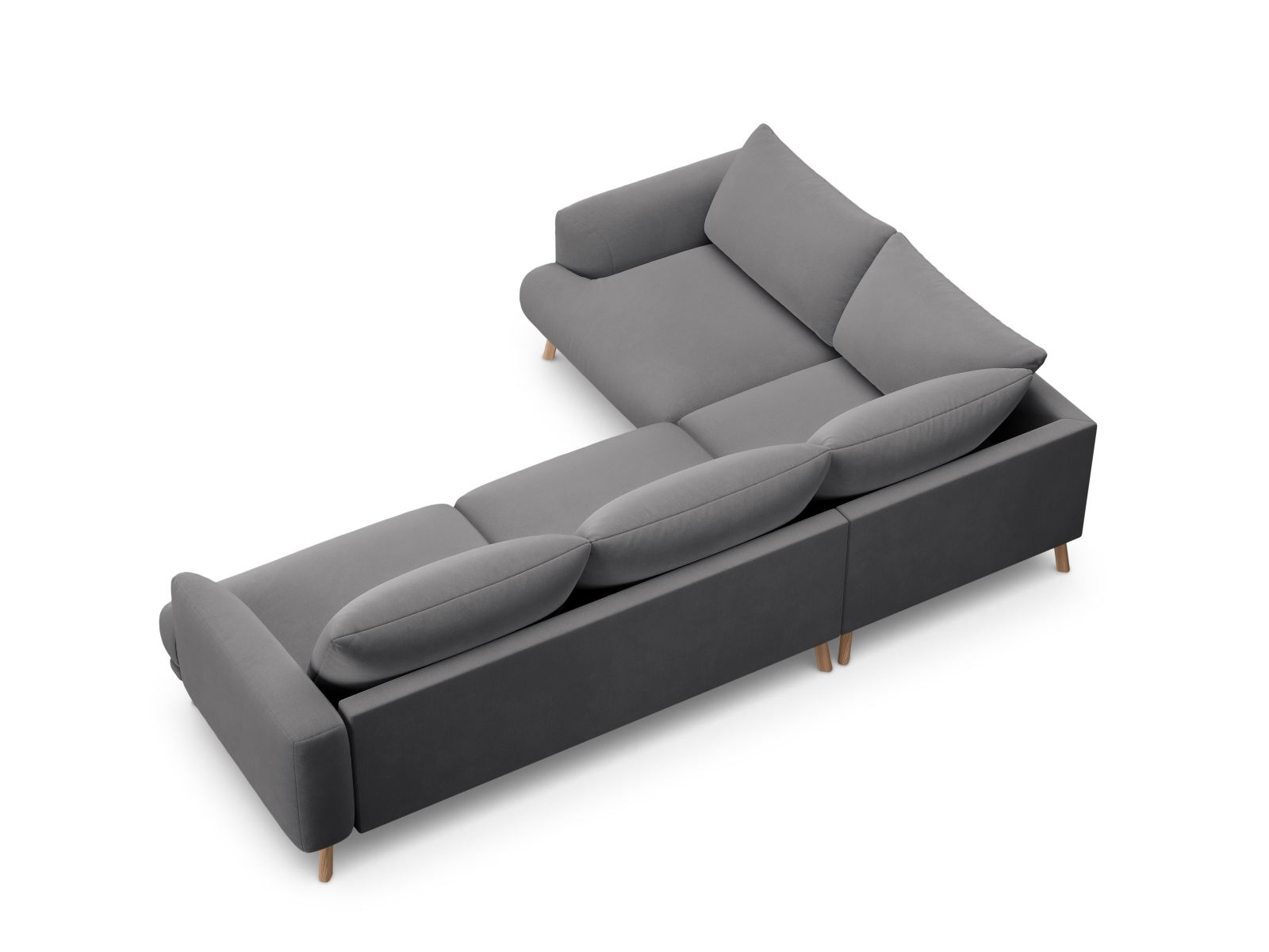 Velvet Left Corner Sofa, "Naomi", 4 Seats, 280x195x75
