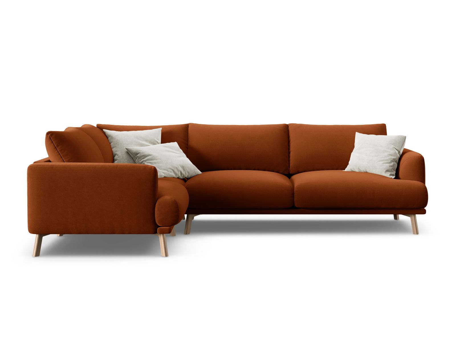 Velvet Left Corner Sofa, "Naomi", 4 Seats, 280x195x75