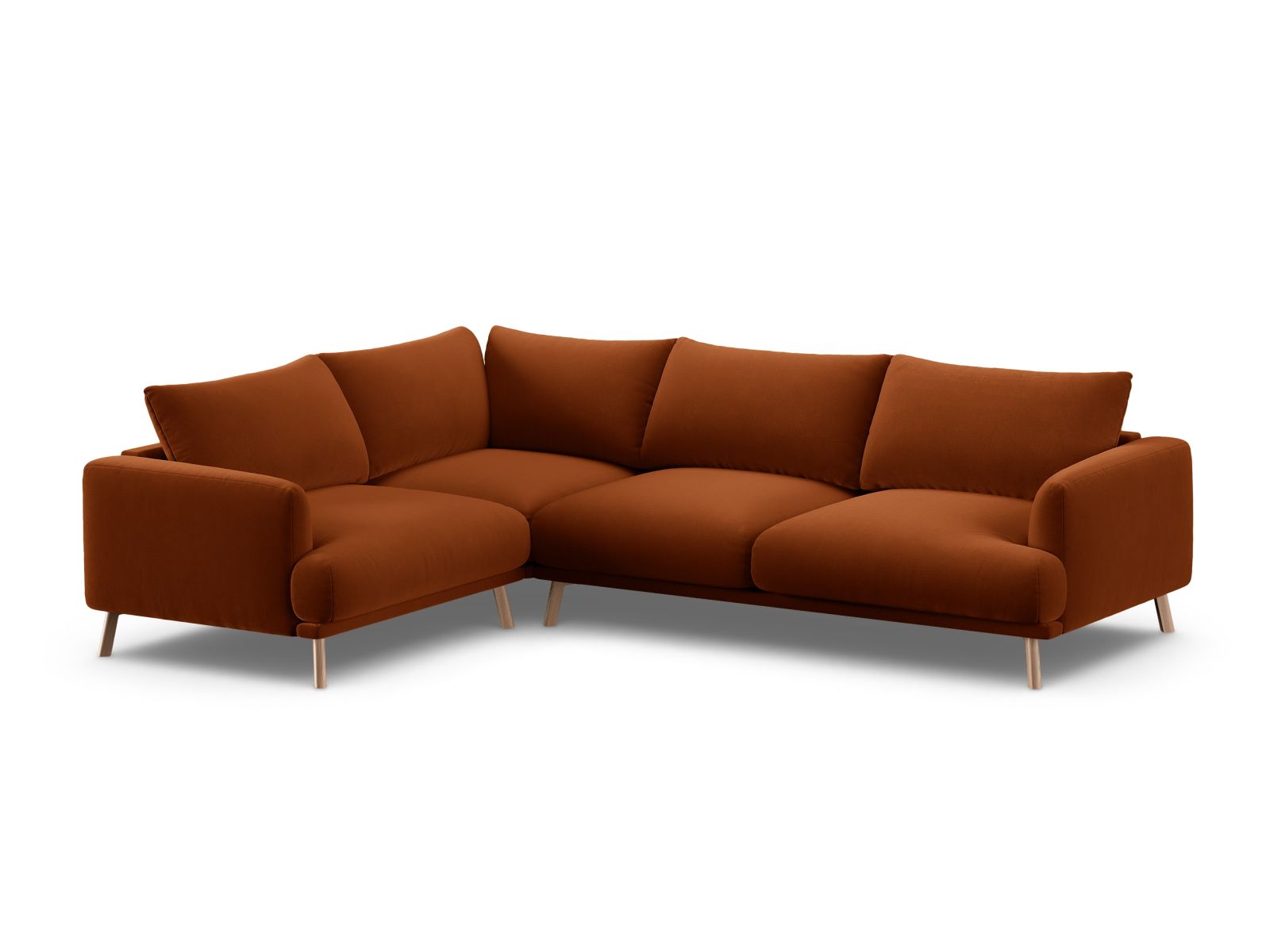 Velvet Left Corner Sofa, "Naomi", 4 Seats, 280x195x75