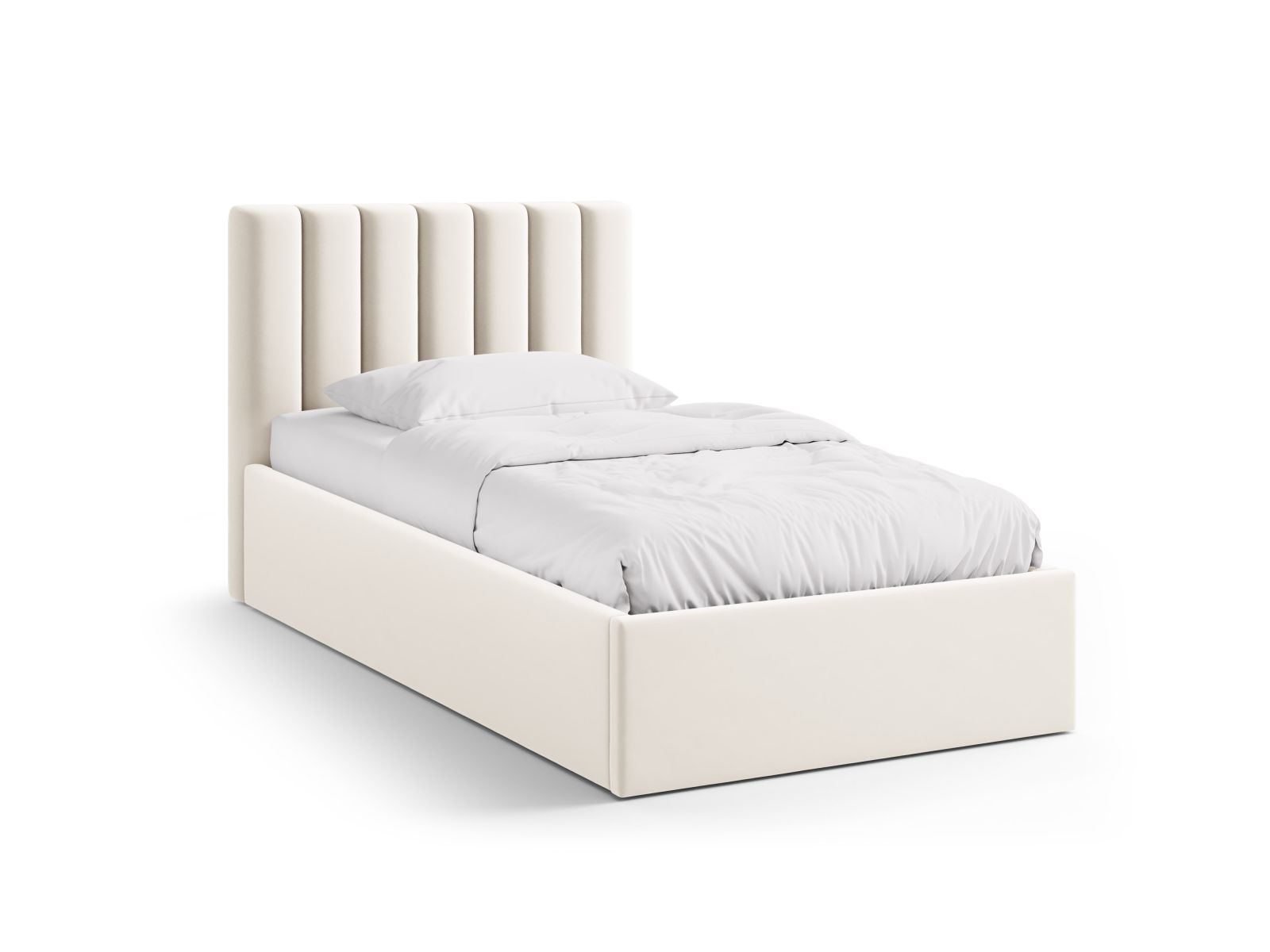 Velvet Storage Bed With Headboard, "Allison", 100x220x95