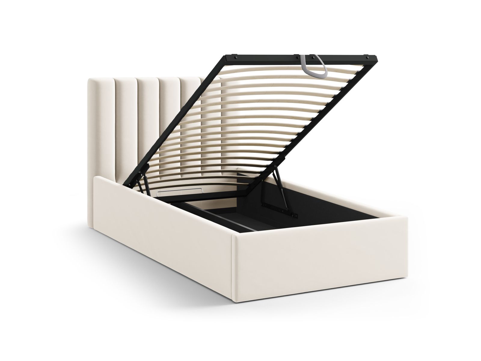 Velvet Storage Bed With Headboard, "Allison", 100x220x95