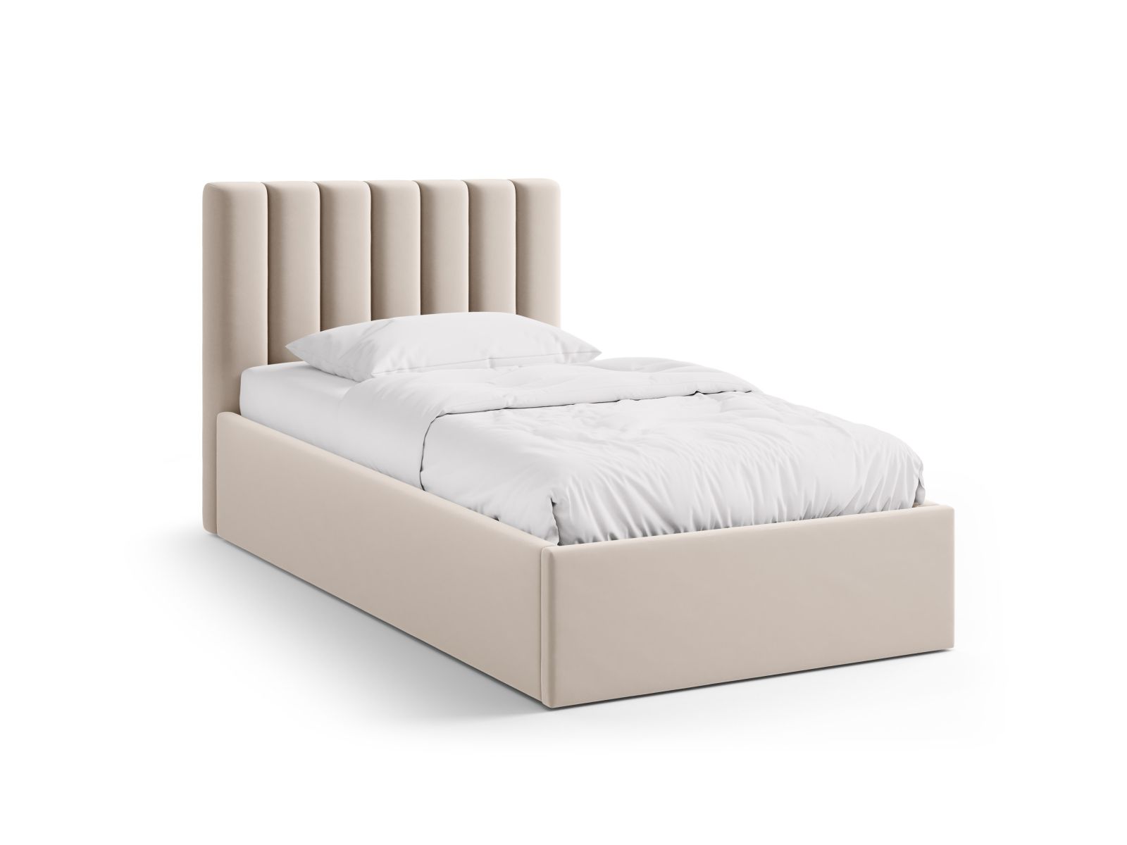 Velvet Storage Bed With Headboard, "Allison", 100x220x95