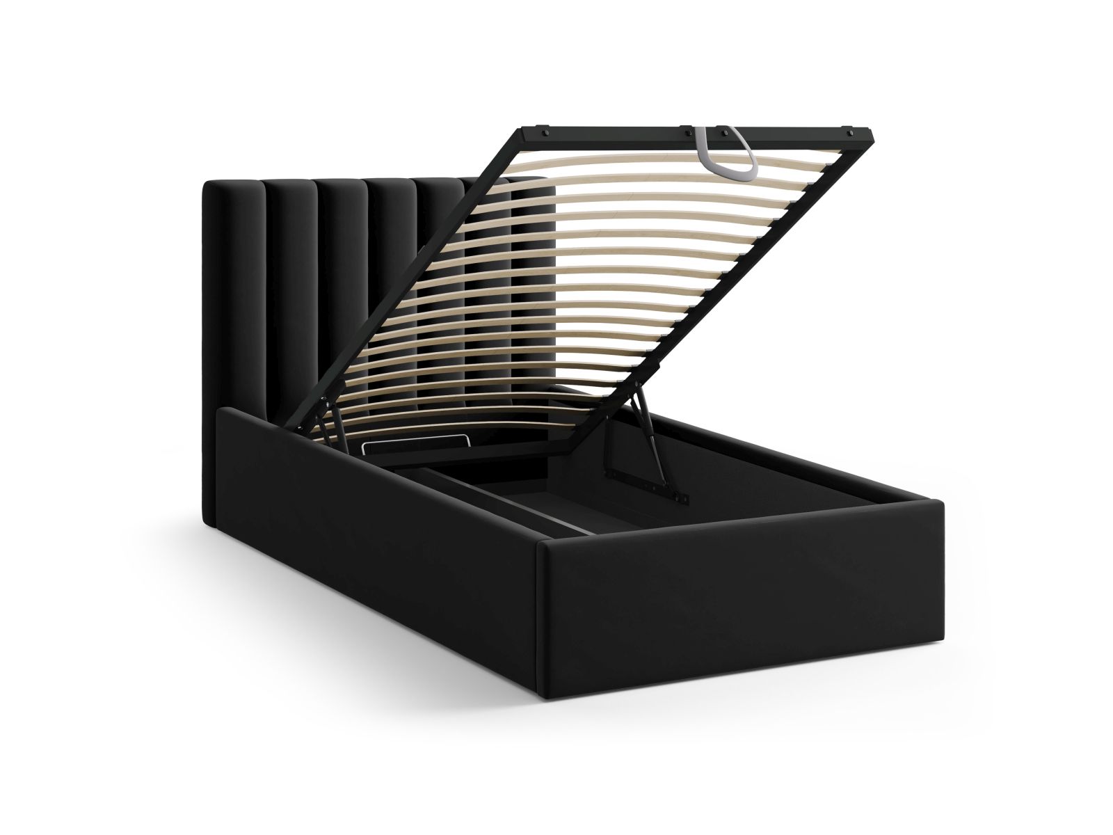 Velvet Storage Bed With Headboard, "Allison", 100x220x95