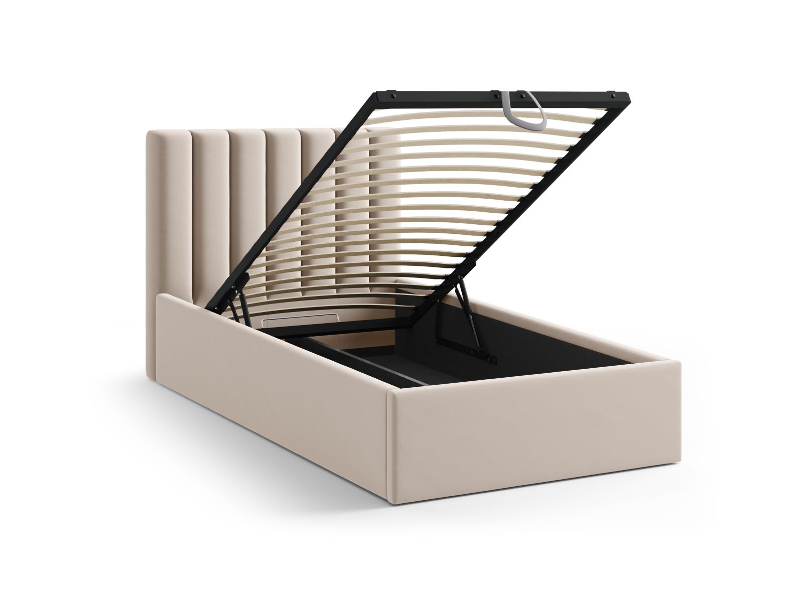 Velvet Storage Bed With Headboard, "Allison", 100x220x95