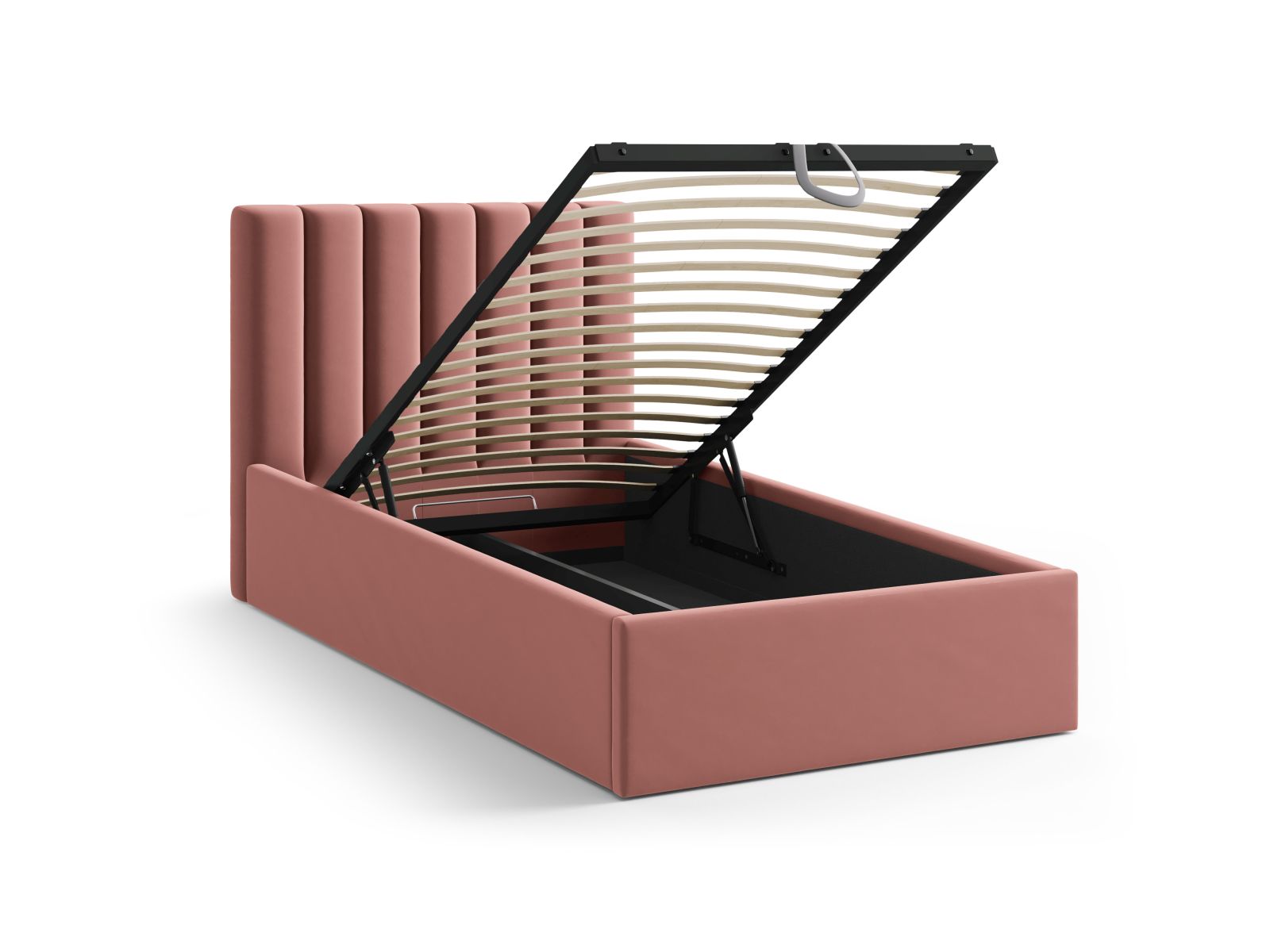 Velvet Storage Bed With Headboard, "Allison", 100x220x95