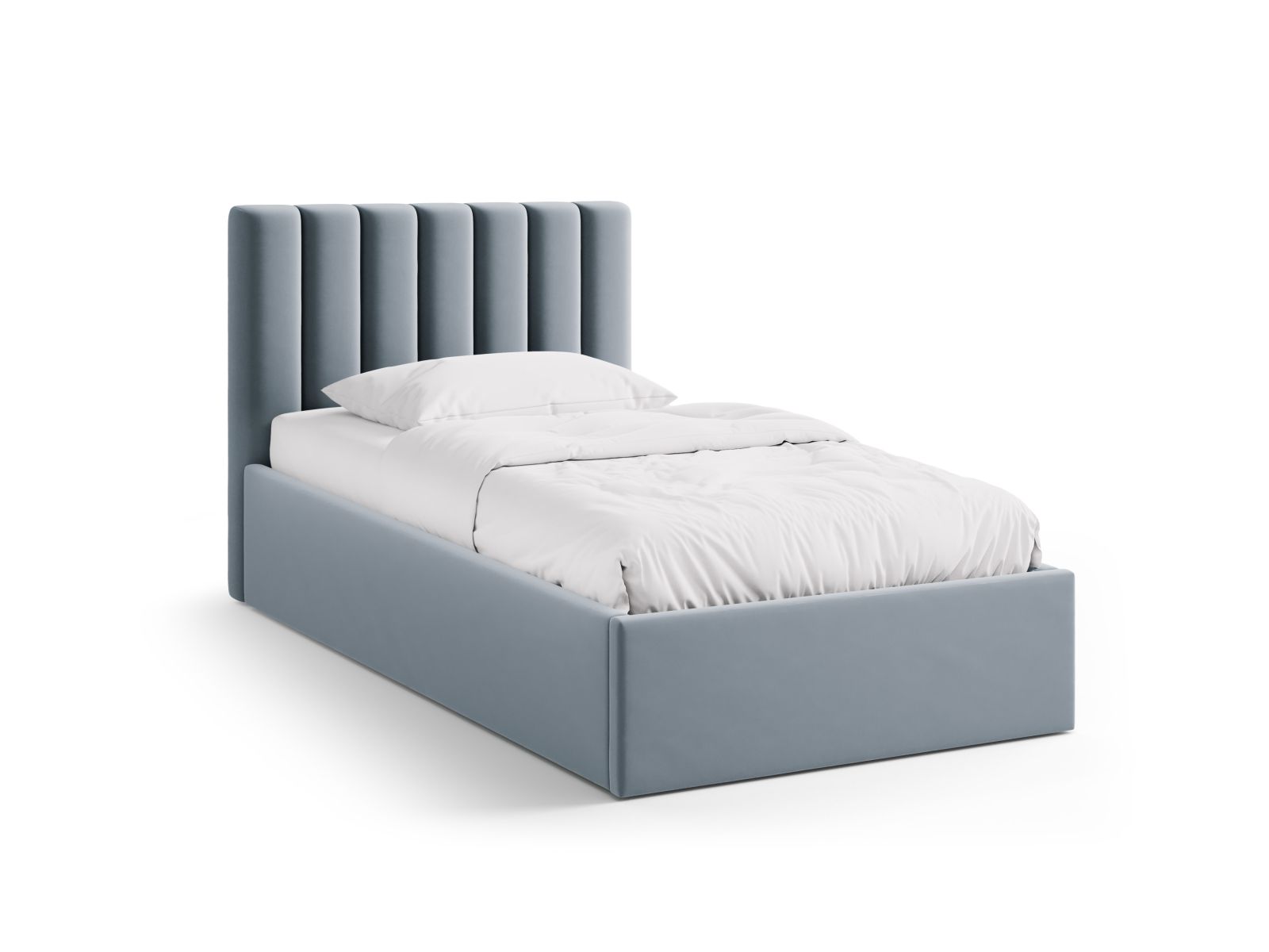 Velvet Storage Bed With Headboard, "Allison", 100x220x95