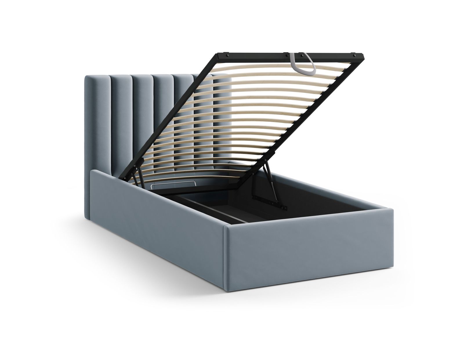Velvet Storage Bed With Headboard, "Allison", 100x220x95