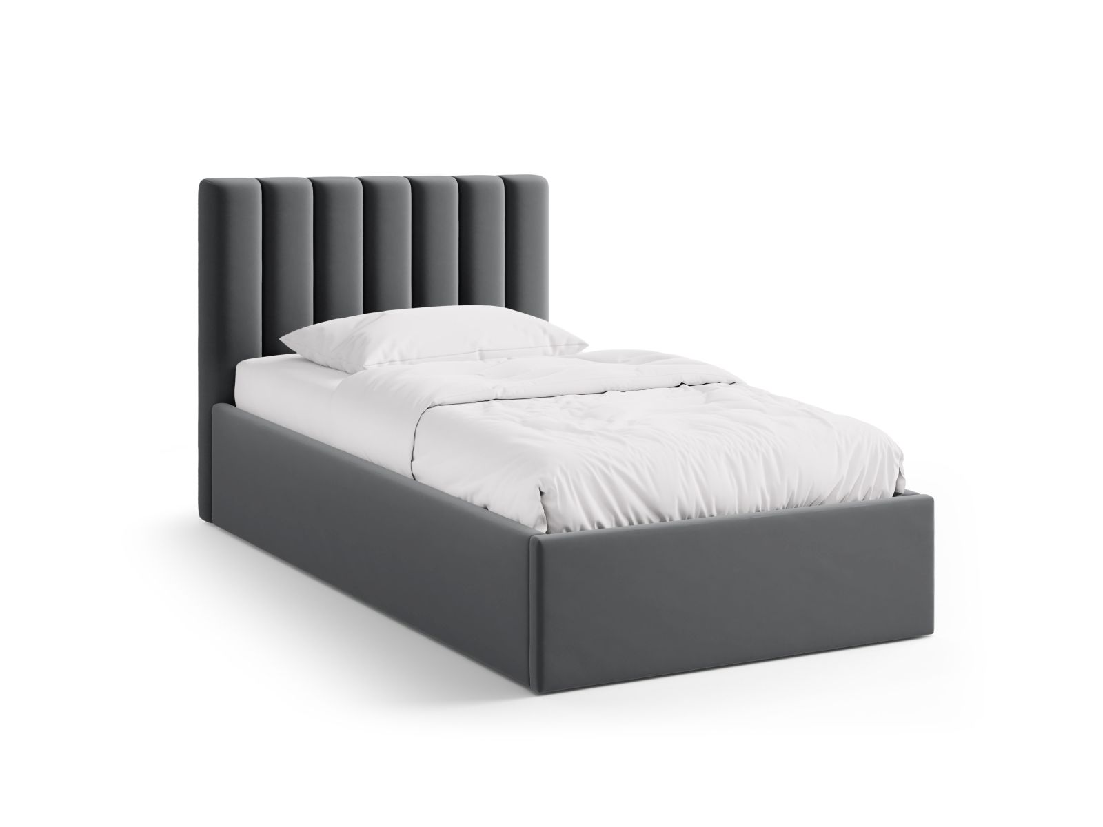 Velvet Storage Bed With Headboard, "Allison", 100x220x95