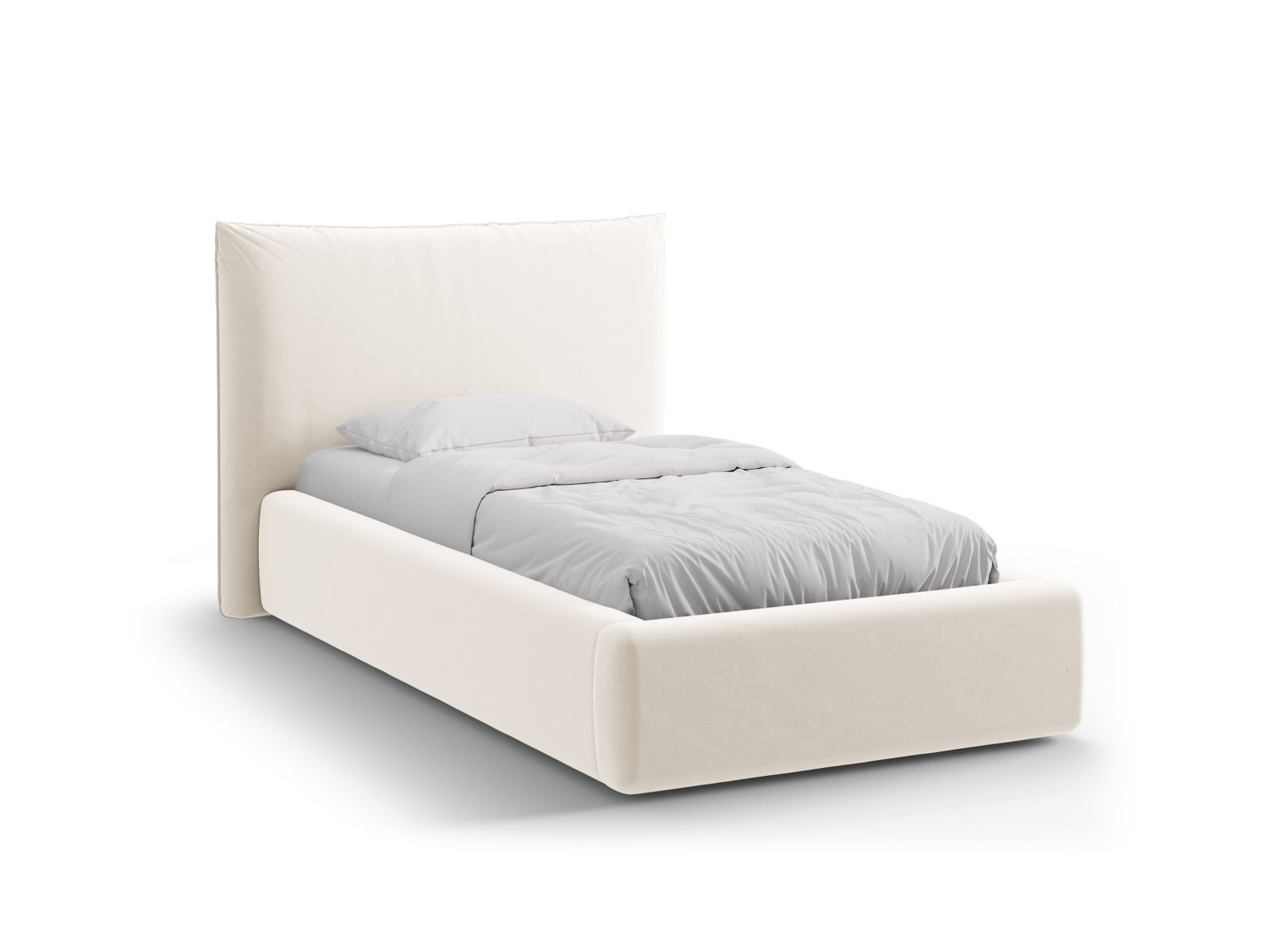 Velvet Storage Bed With Headboard, "Kaelle", 130x223x95