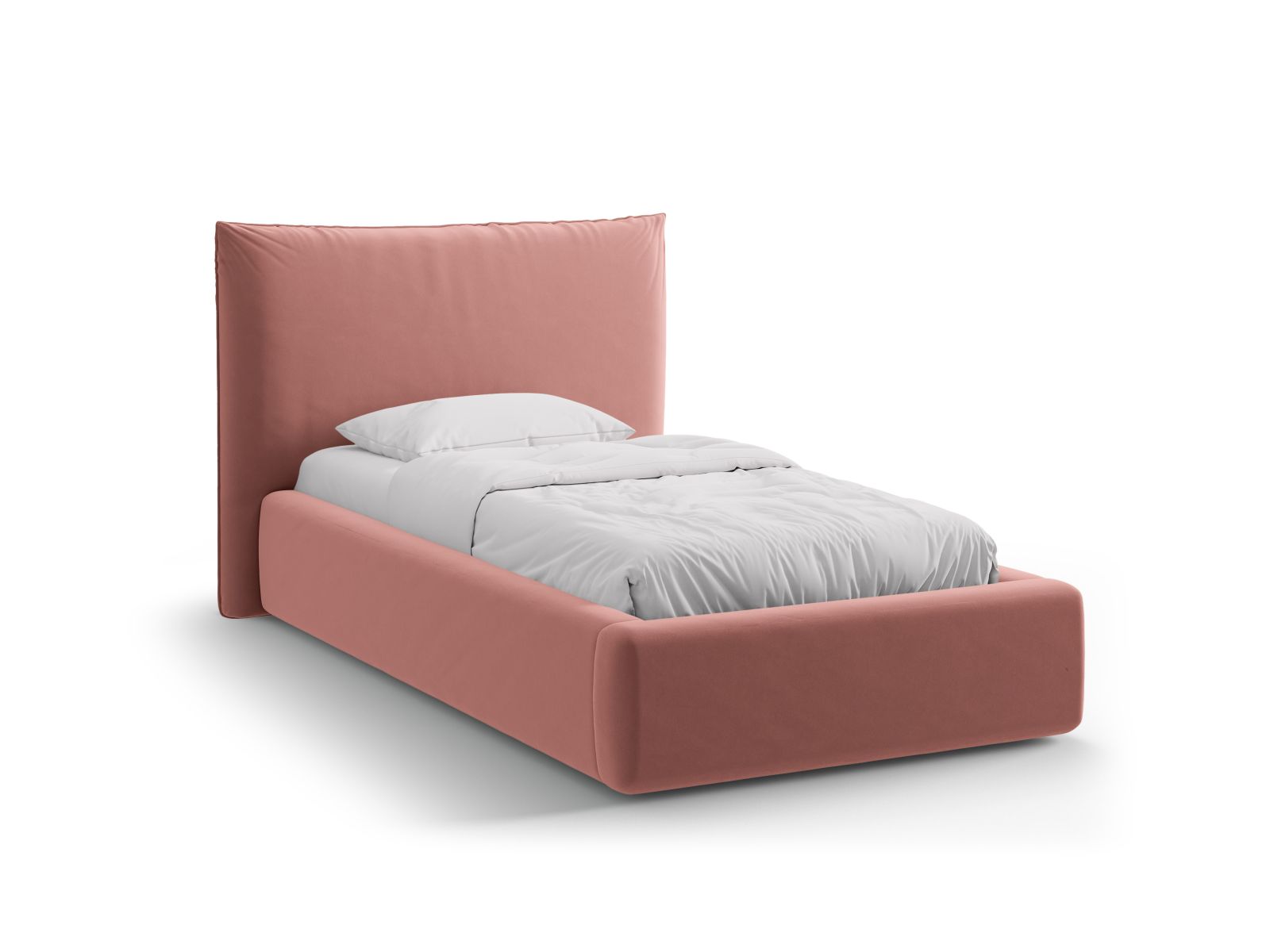Velvet Storage Bed With Headboard, "Kaelle", 130x223x95