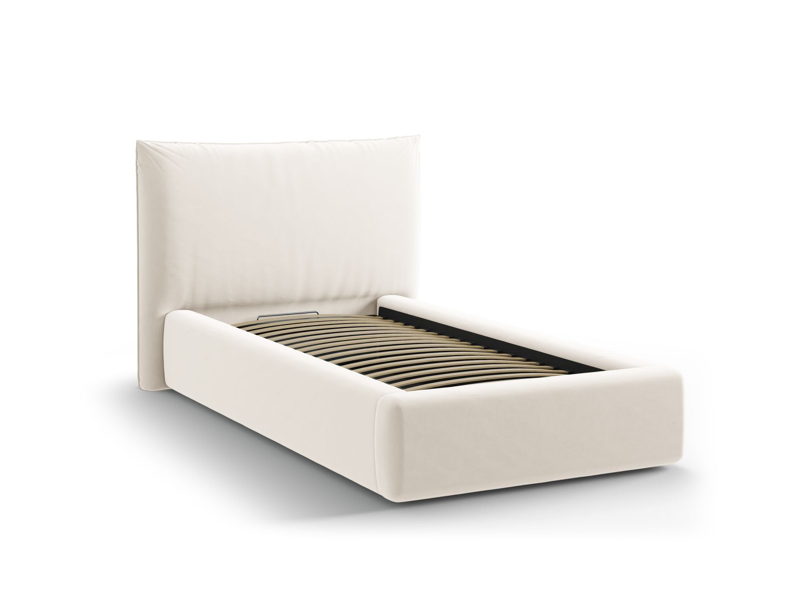Velvet Storage Bed With Headboard, "Kaelle", 130x223x95