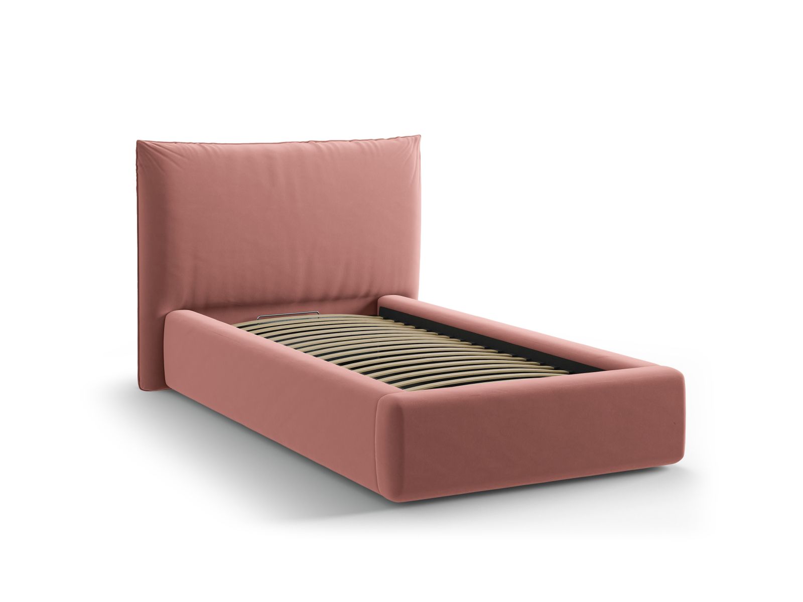 Velvet Storage Bed With Headboard, "Kaelle", 130x223x95