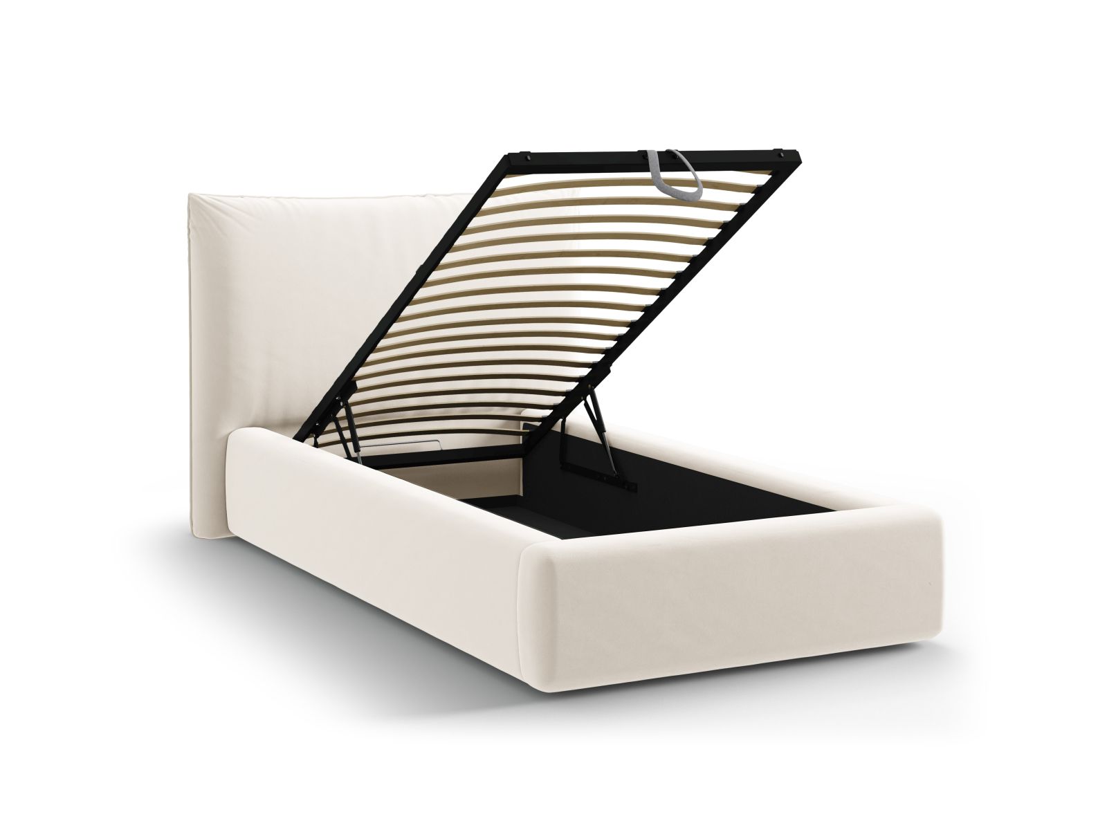 Velvet Storage Bed With Headboard, "Kaelle", 130x223x95