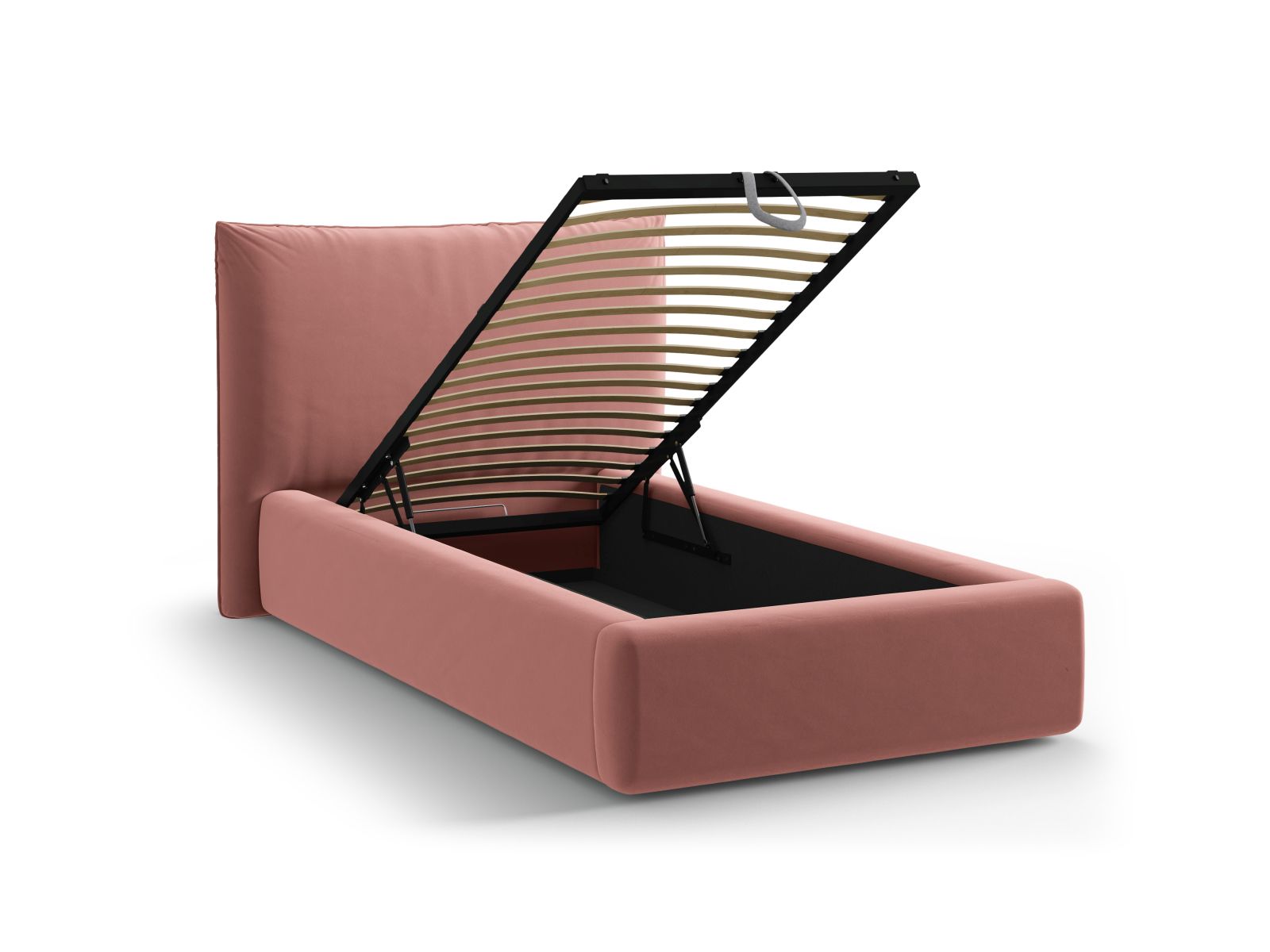 Velvet Storage Bed With Headboard, "Kaelle", 130x223x95