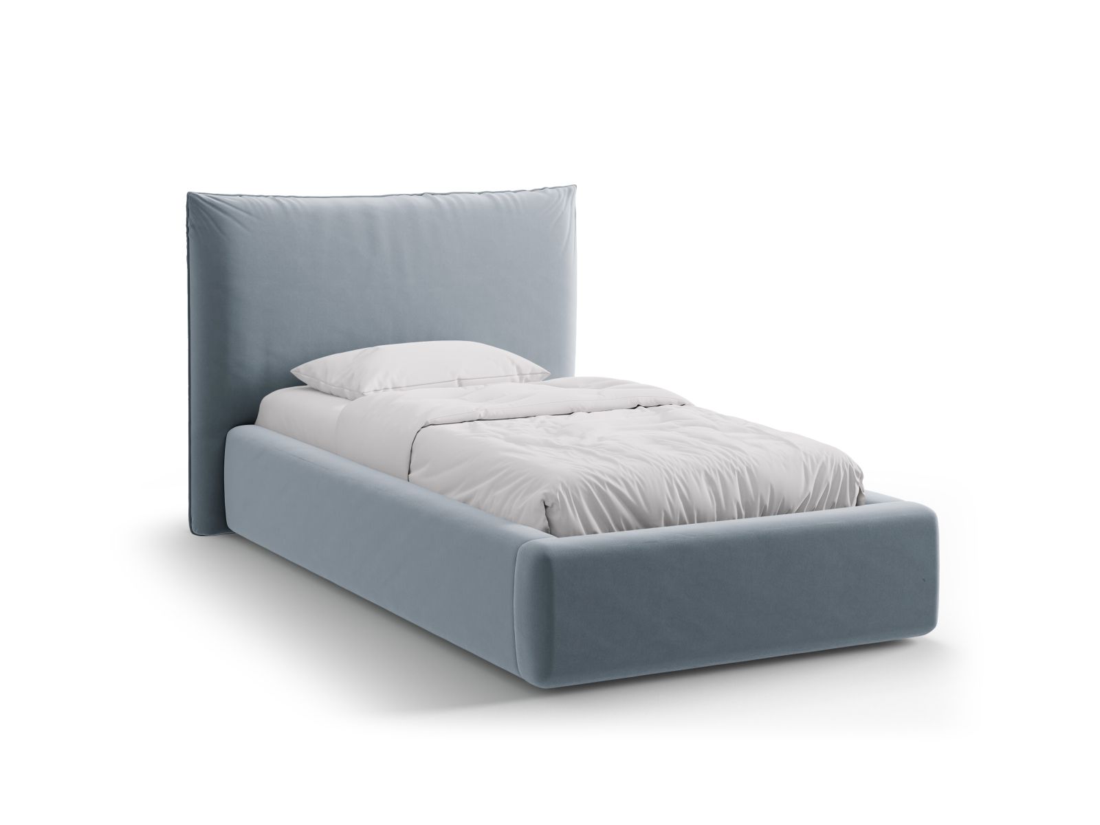 Velvet Storage Bed With Headboard, "Kaelle", 130x223x95