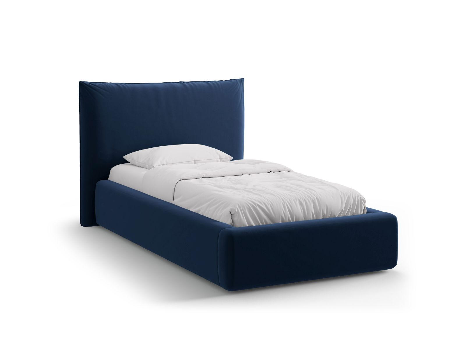 Velvet Storage Bed With Headboard, "Kaelle", 130x223x95