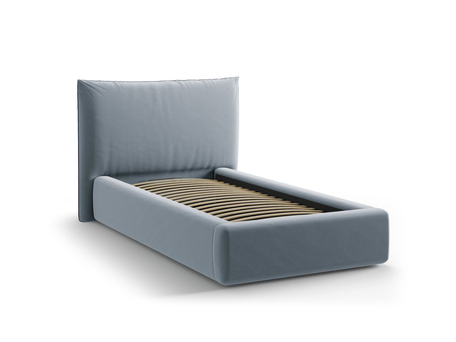 Velvet Storage Bed With Headboard, "Kaelle", 130x223x95