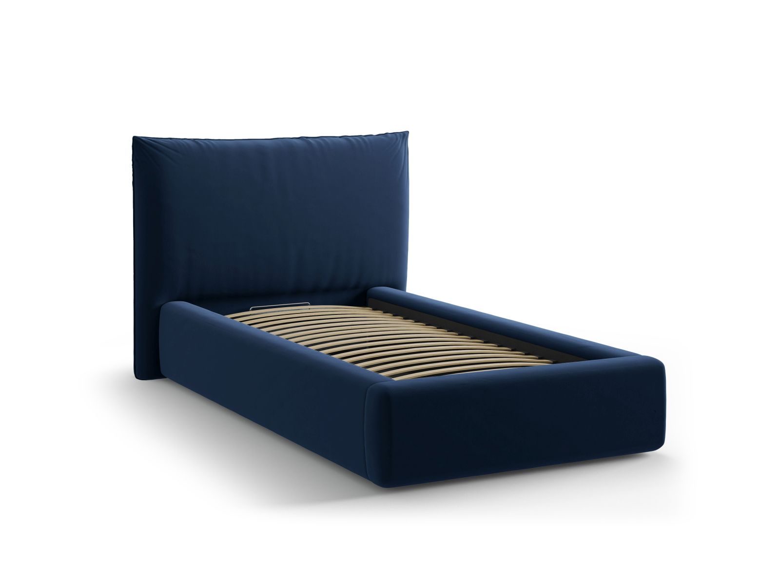 Velvet Storage Bed With Headboard, "Kaelle", 130x223x95