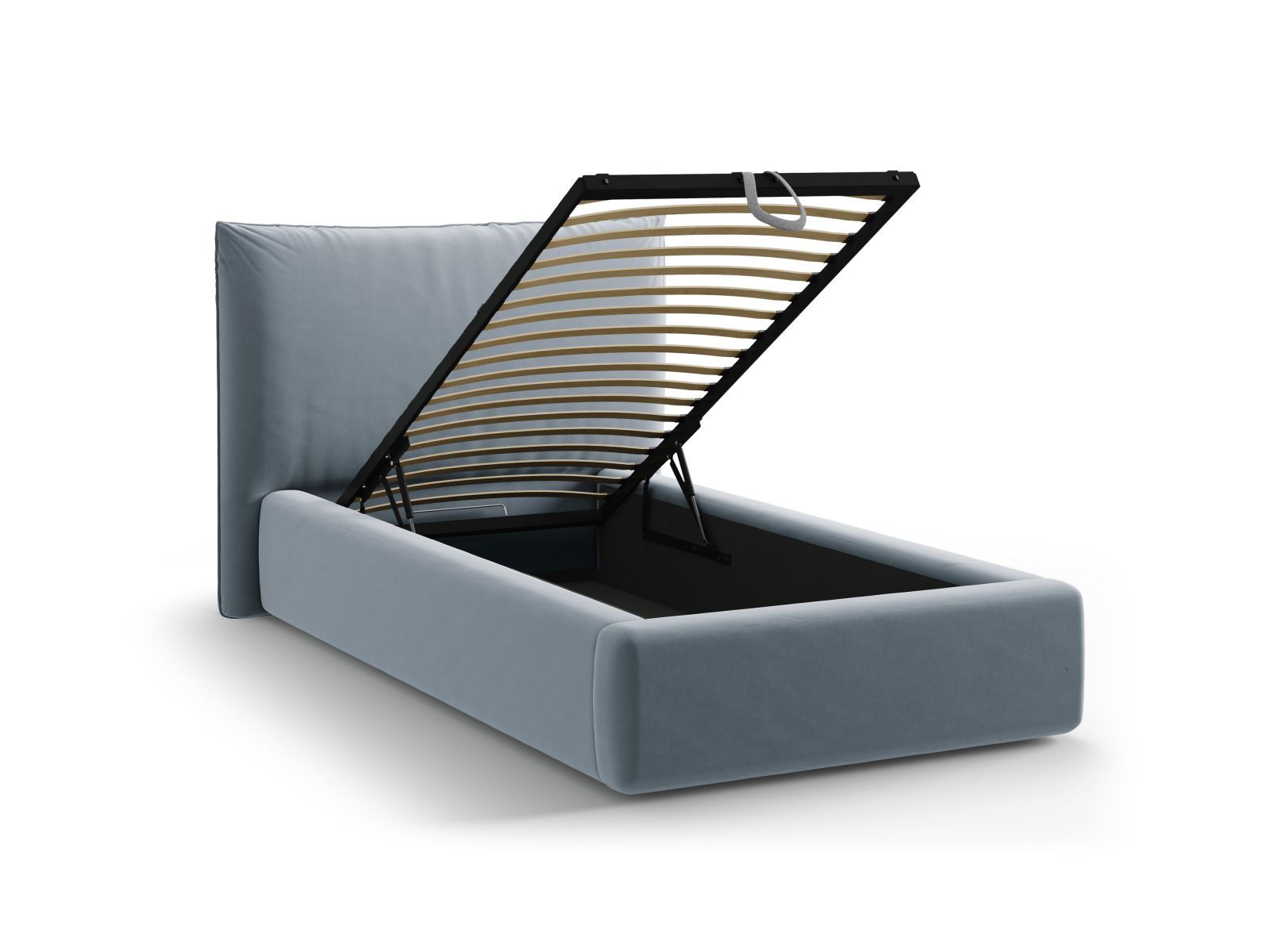Velvet Storage Bed With Headboard, "Kaelle", 130x223x95