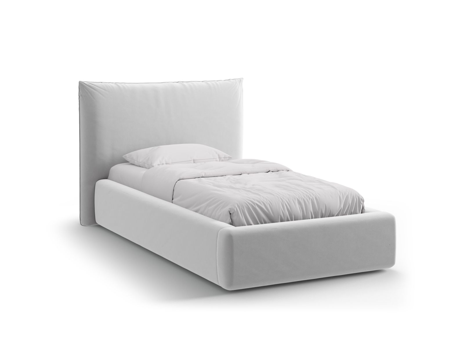 Velvet Storage Bed With Headboard, "Kaelle", 130x223x95