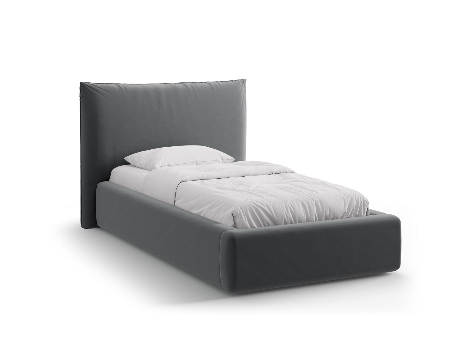 Velvet Storage Bed With Headboard, "Kaelle", 130x223x95