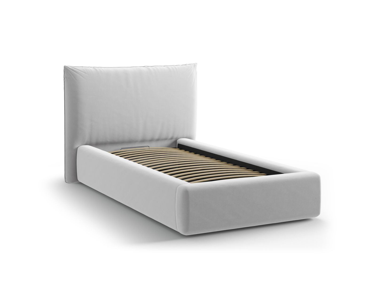 Velvet Storage Bed With Headboard, "Kaelle", 130x223x95
