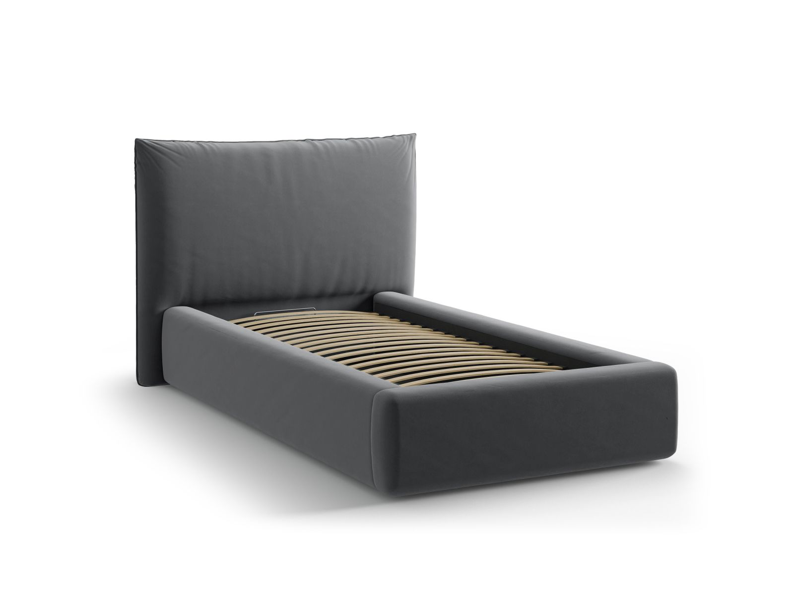 Velvet Storage Bed With Headboard, "Kaelle", 130x223x95