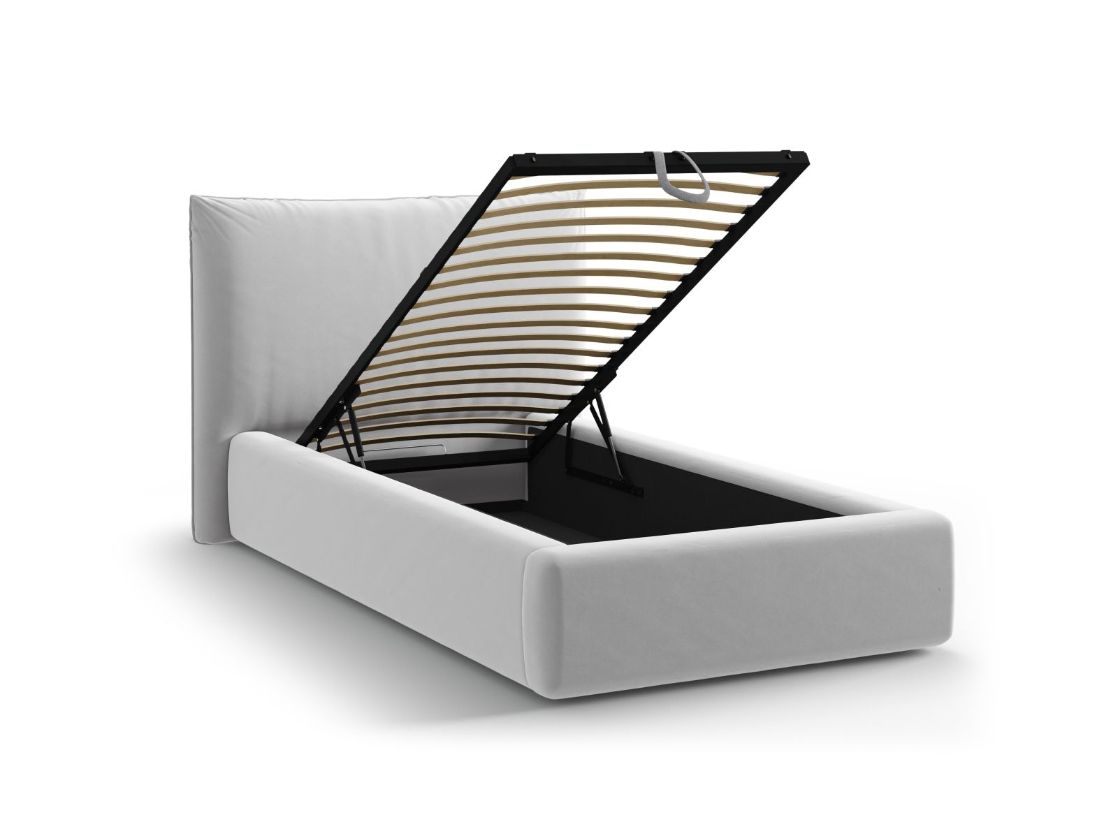 Velvet Storage Bed With Headboard, "Kaelle", 130x223x95