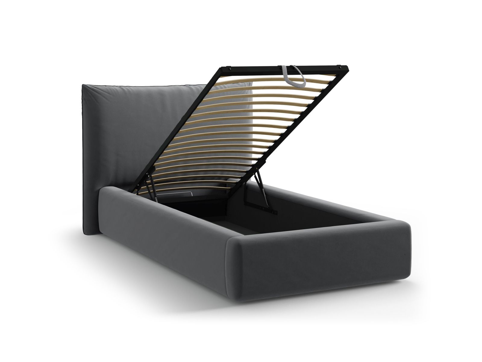 Velvet Storage Bed With Headboard, "Kaelle", 130x223x95