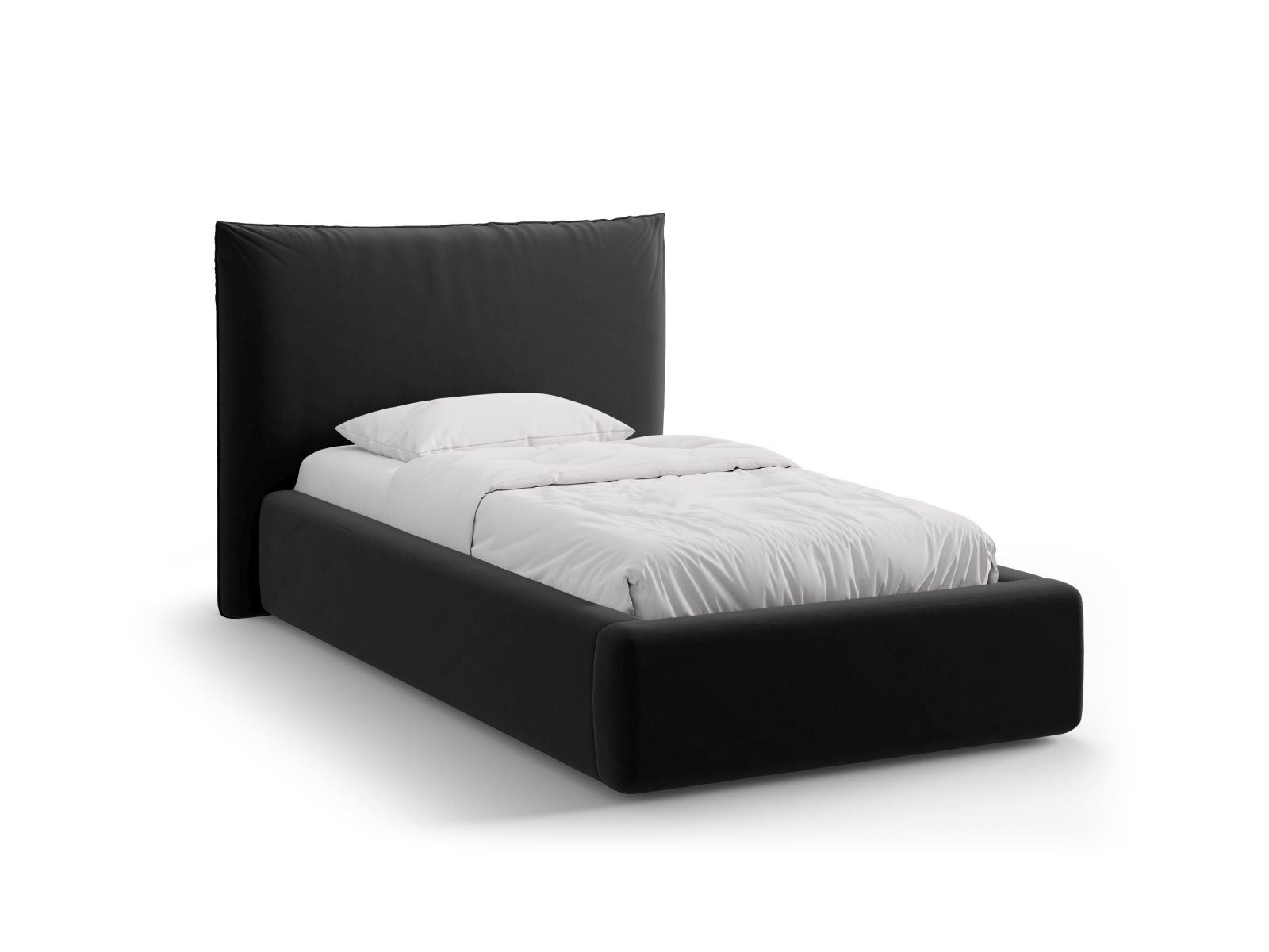Velvet Storage Bed With Headboard, "Kaelle", 130x223x95