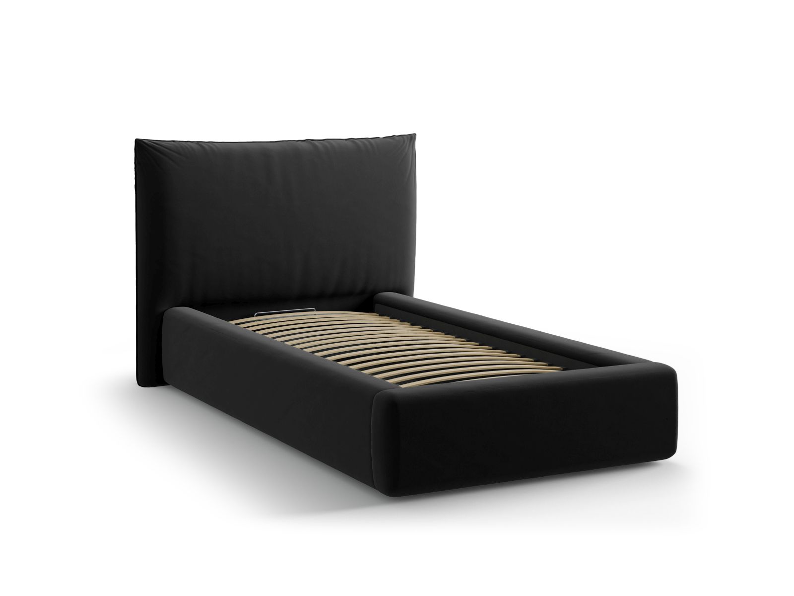 Velvet Storage Bed With Headboard, "Kaelle", 130x223x95