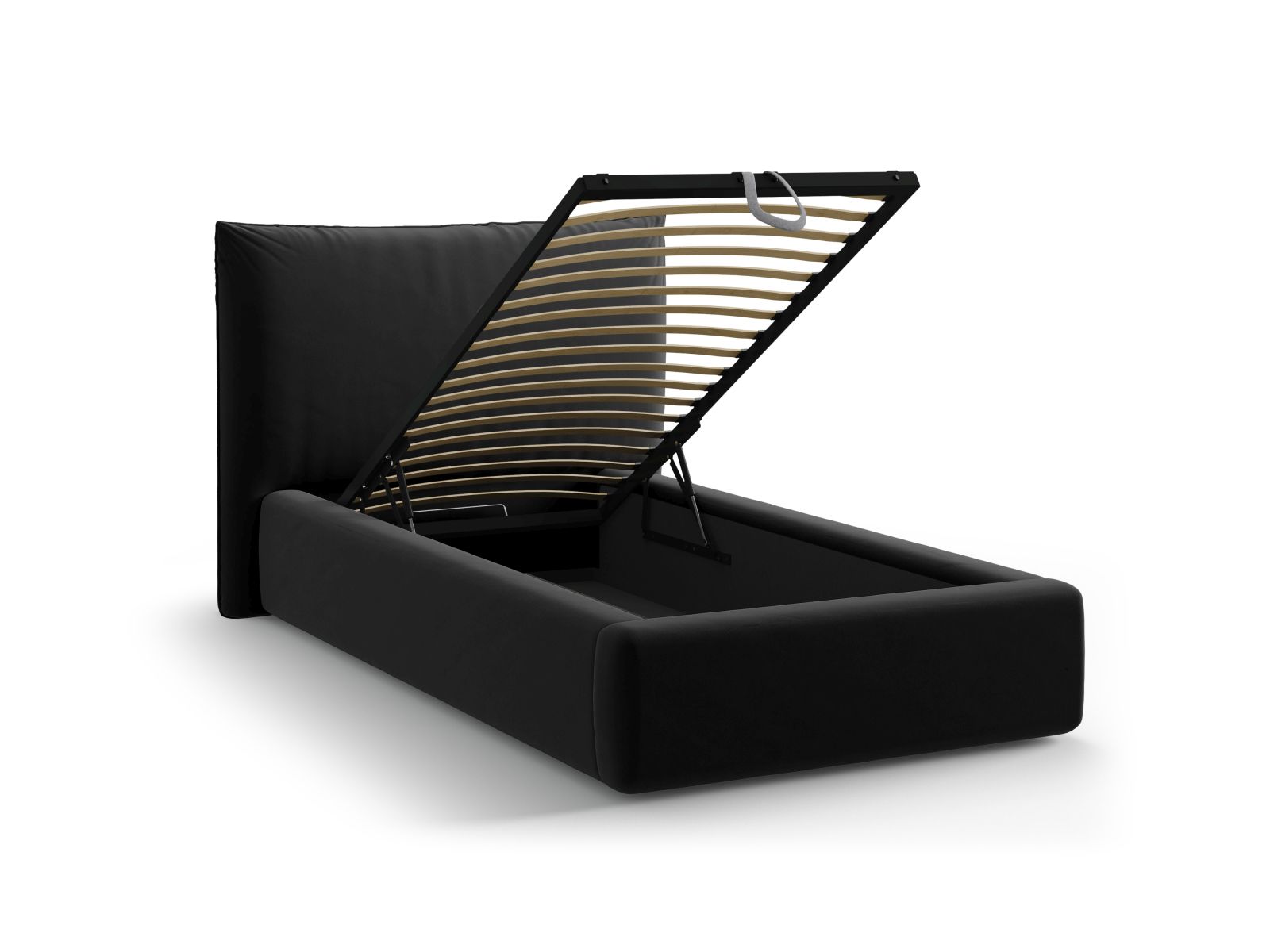 Velvet Storage Bed With Headboard, "Kaelle", 130x223x95