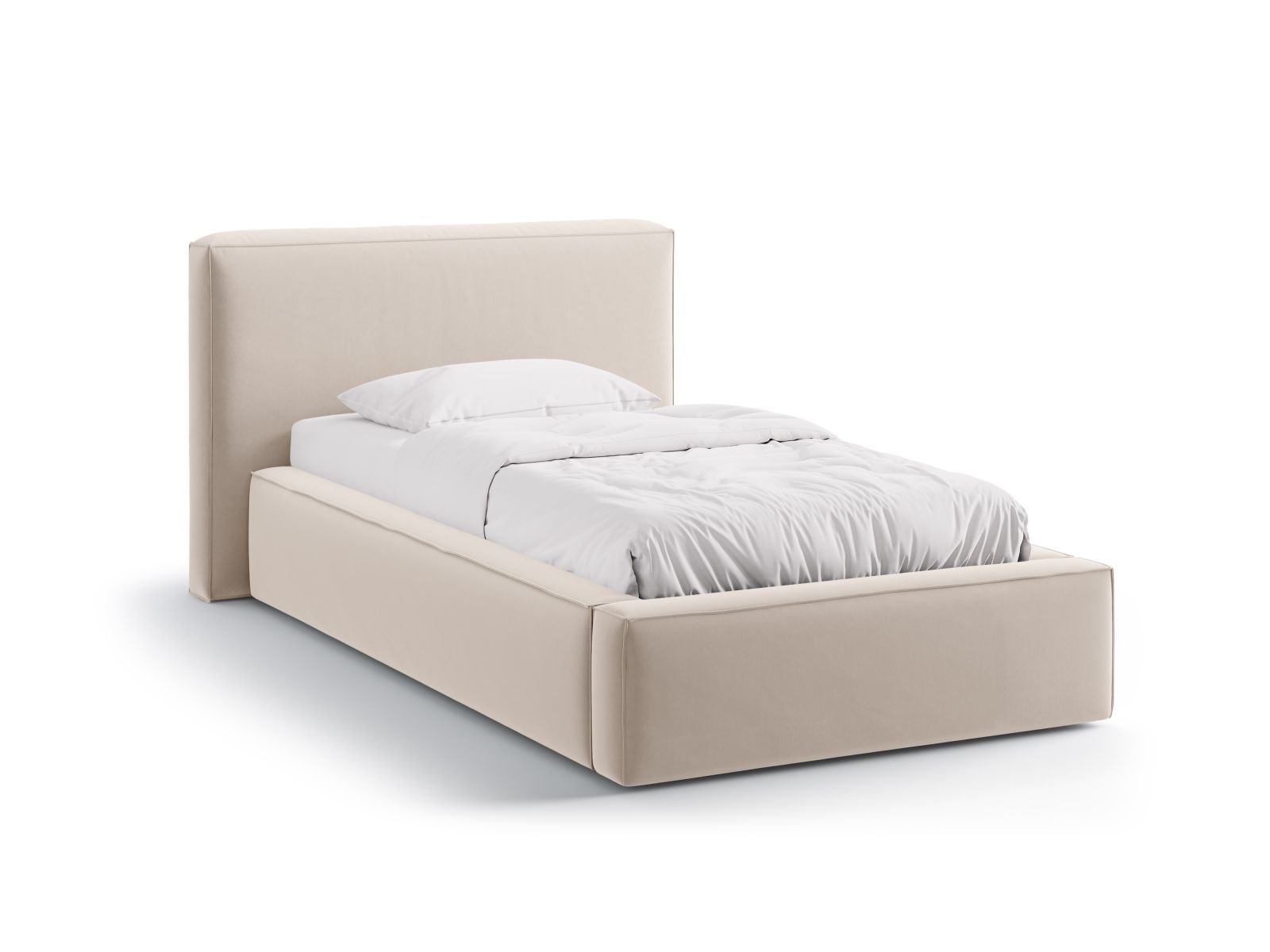 Velvet Storage Bed With Headboard, "Jodie", 136x223x95